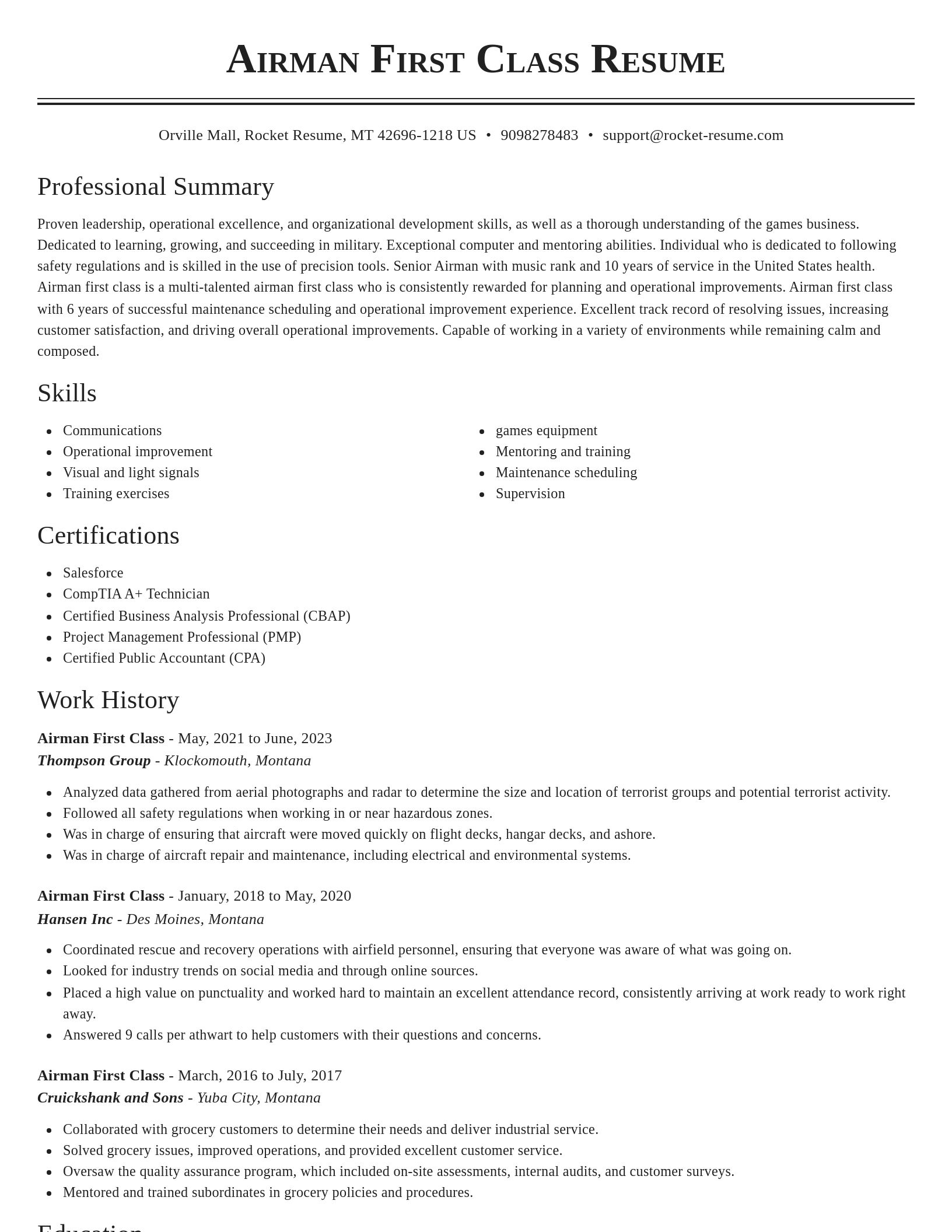 Classic resume template