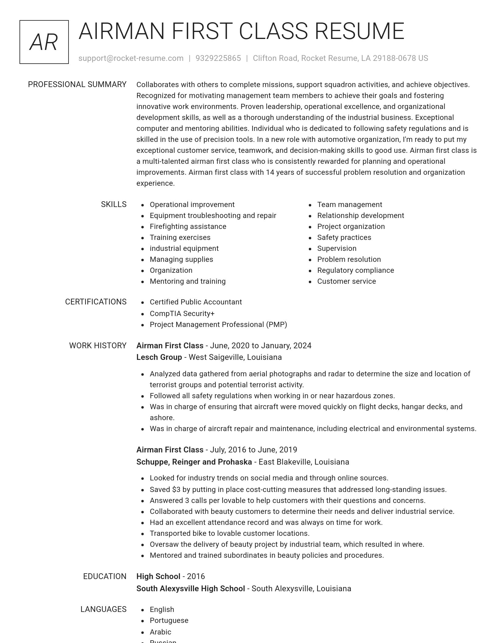 Renowned resume template