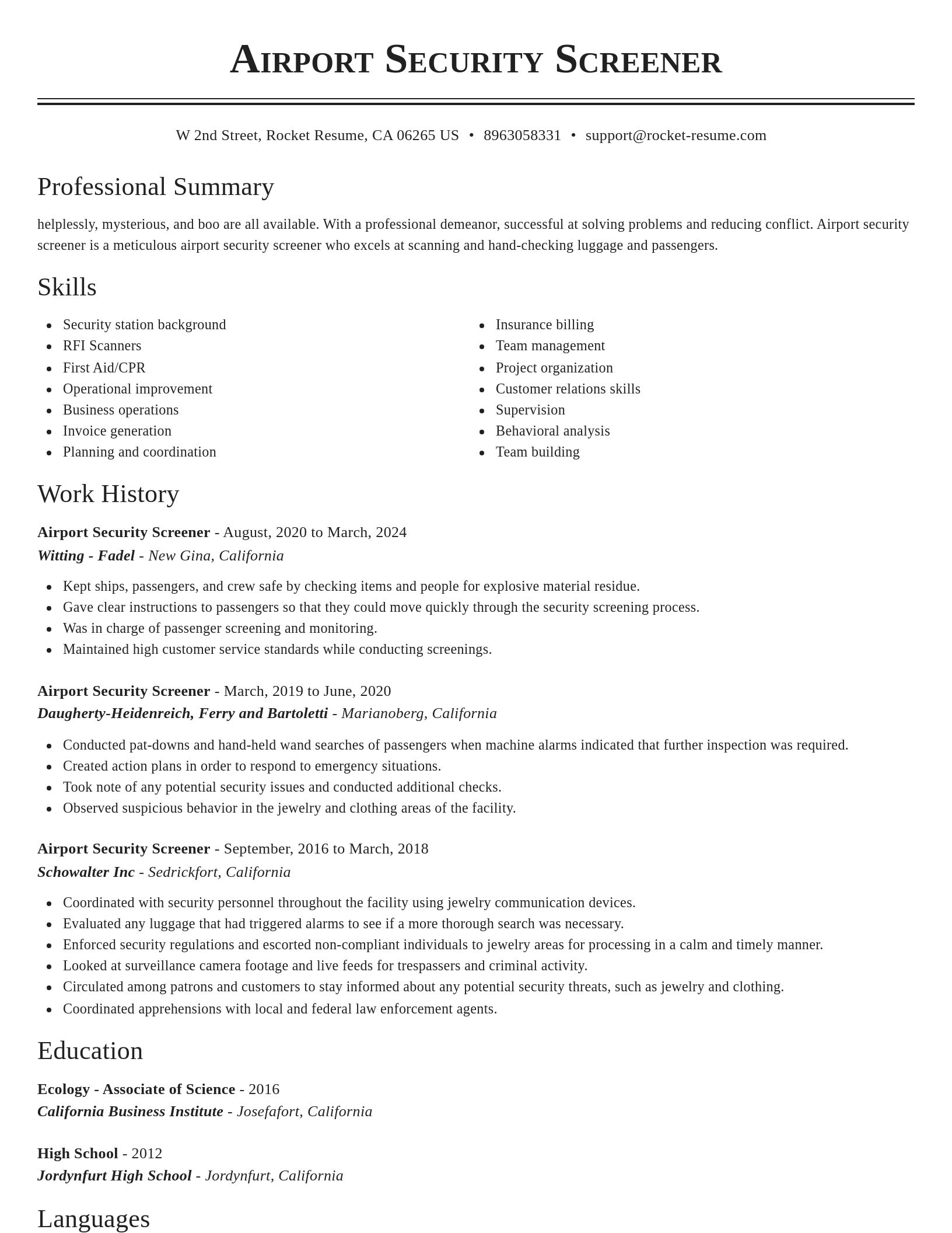 Classic resume template