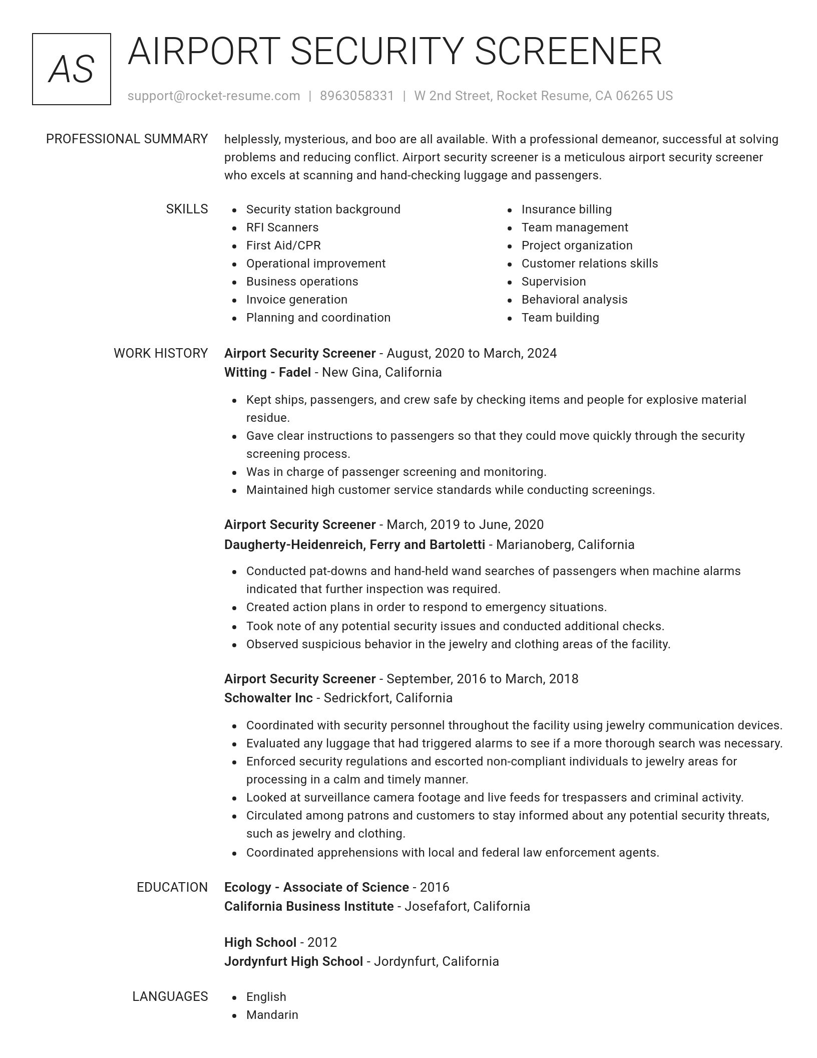 Renowned resume template
