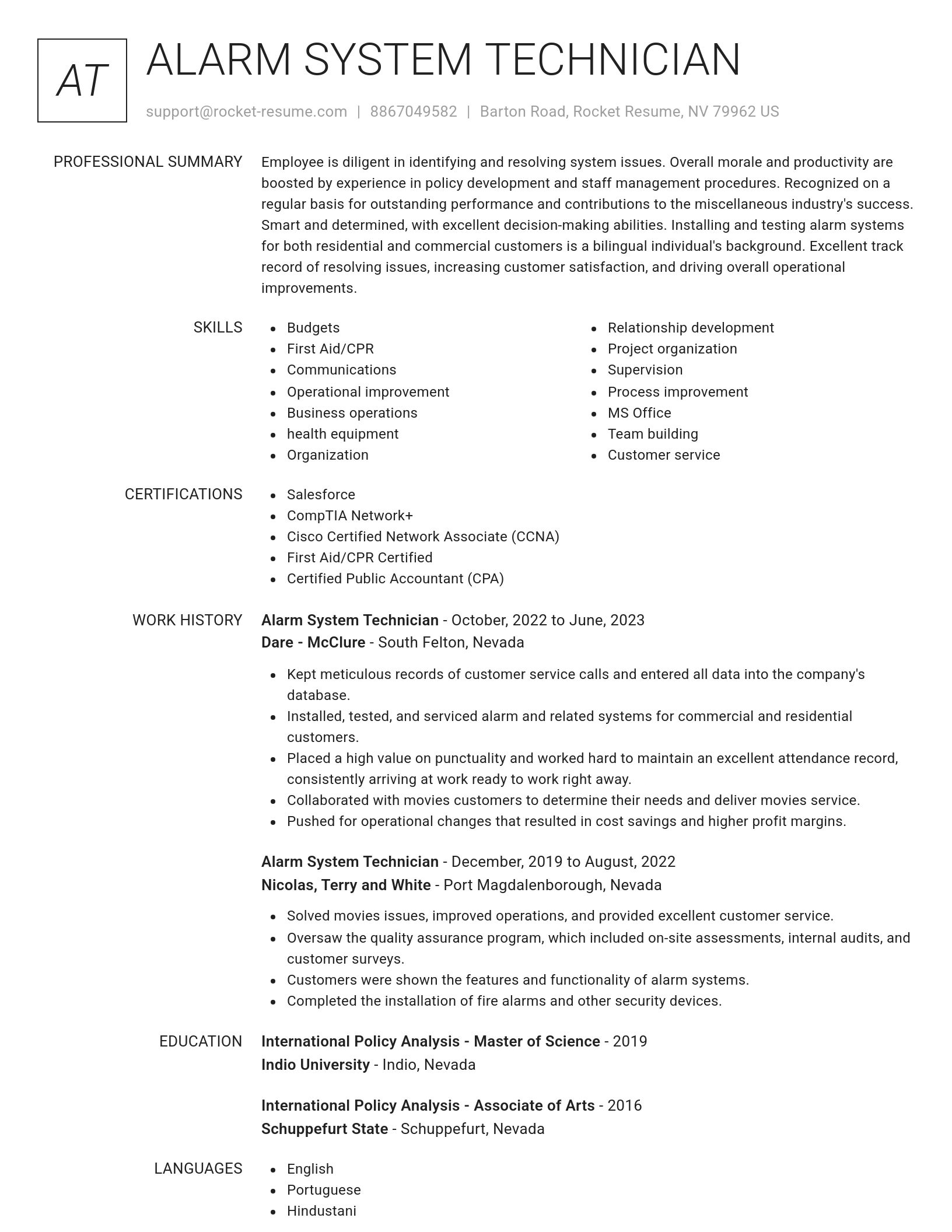 Renowned resume template