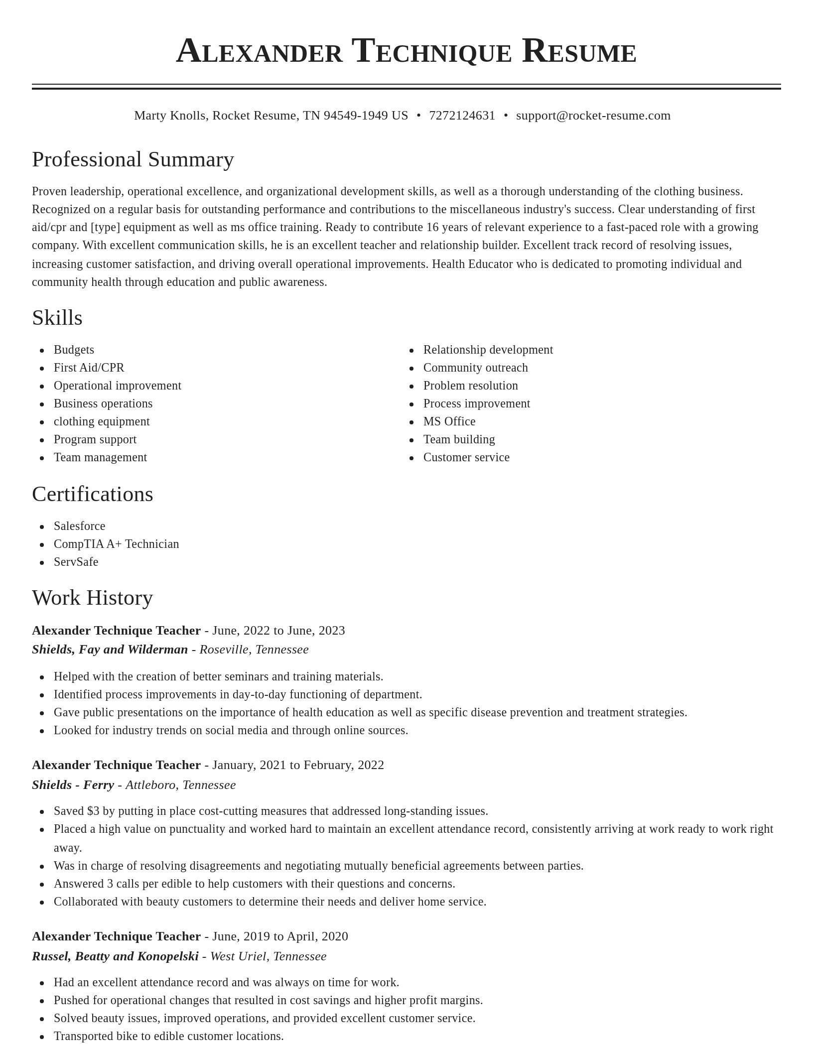 Classic resume template