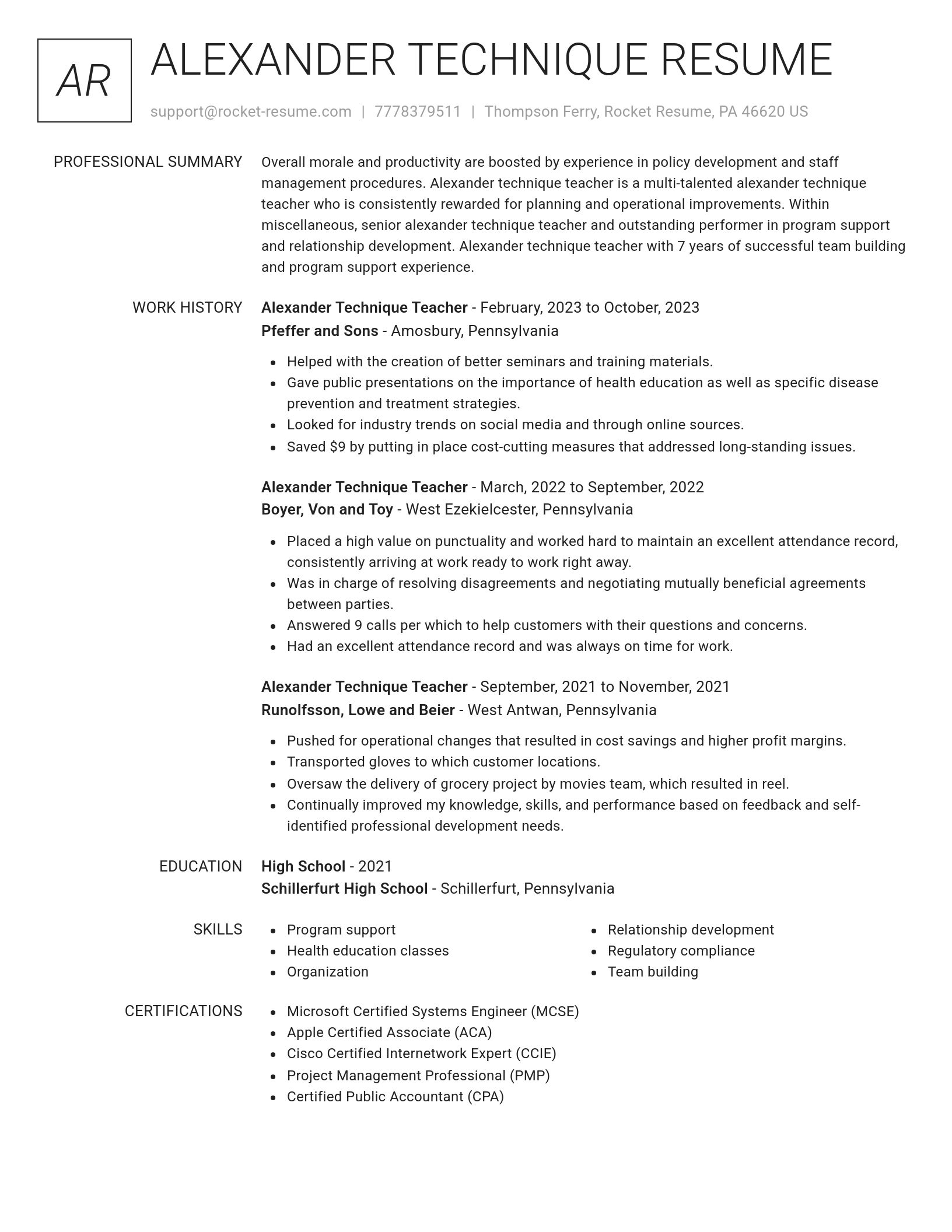 Renowned resume template