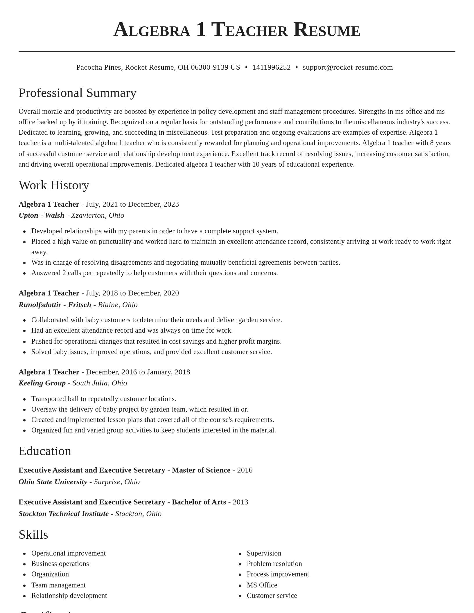 Classic resume template