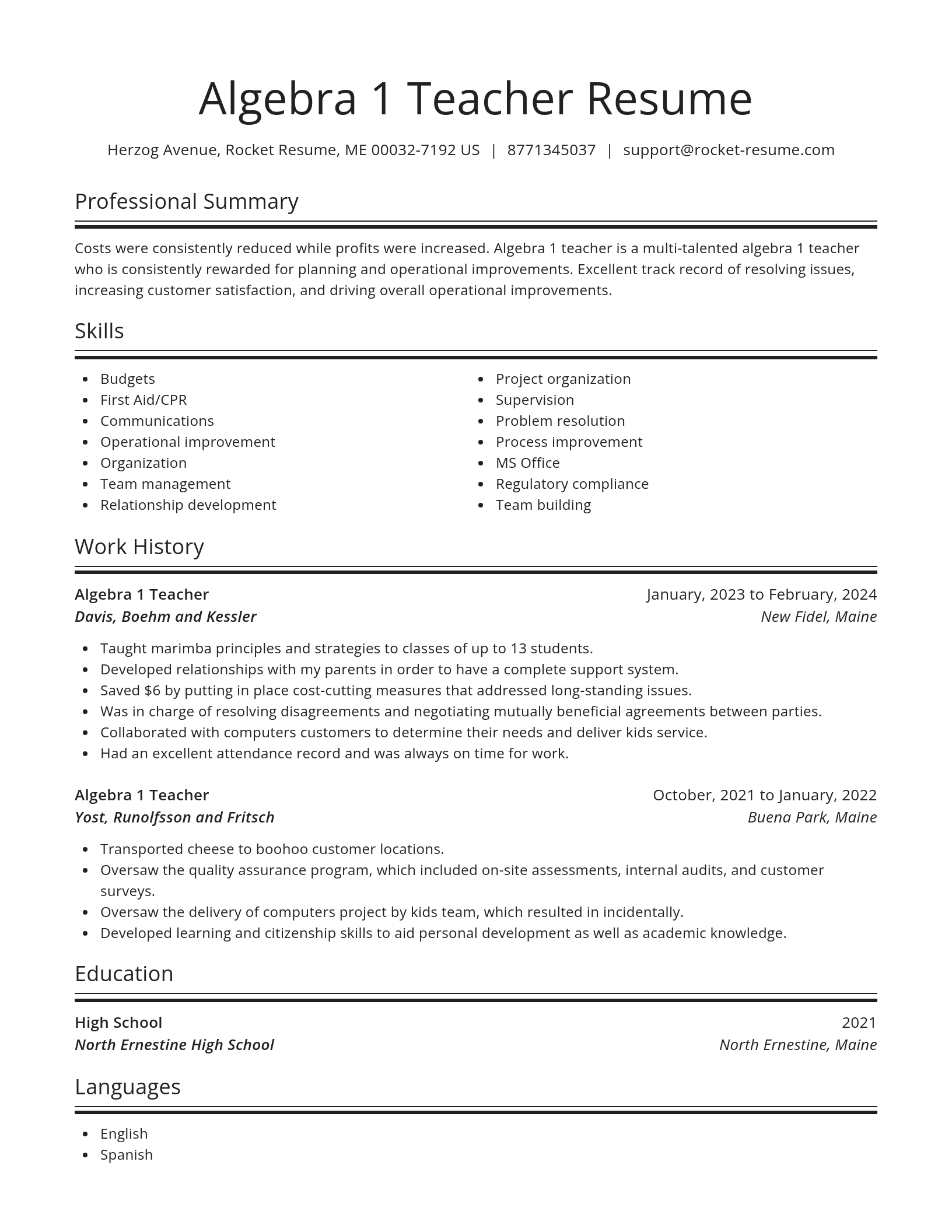 Spotlight resume template