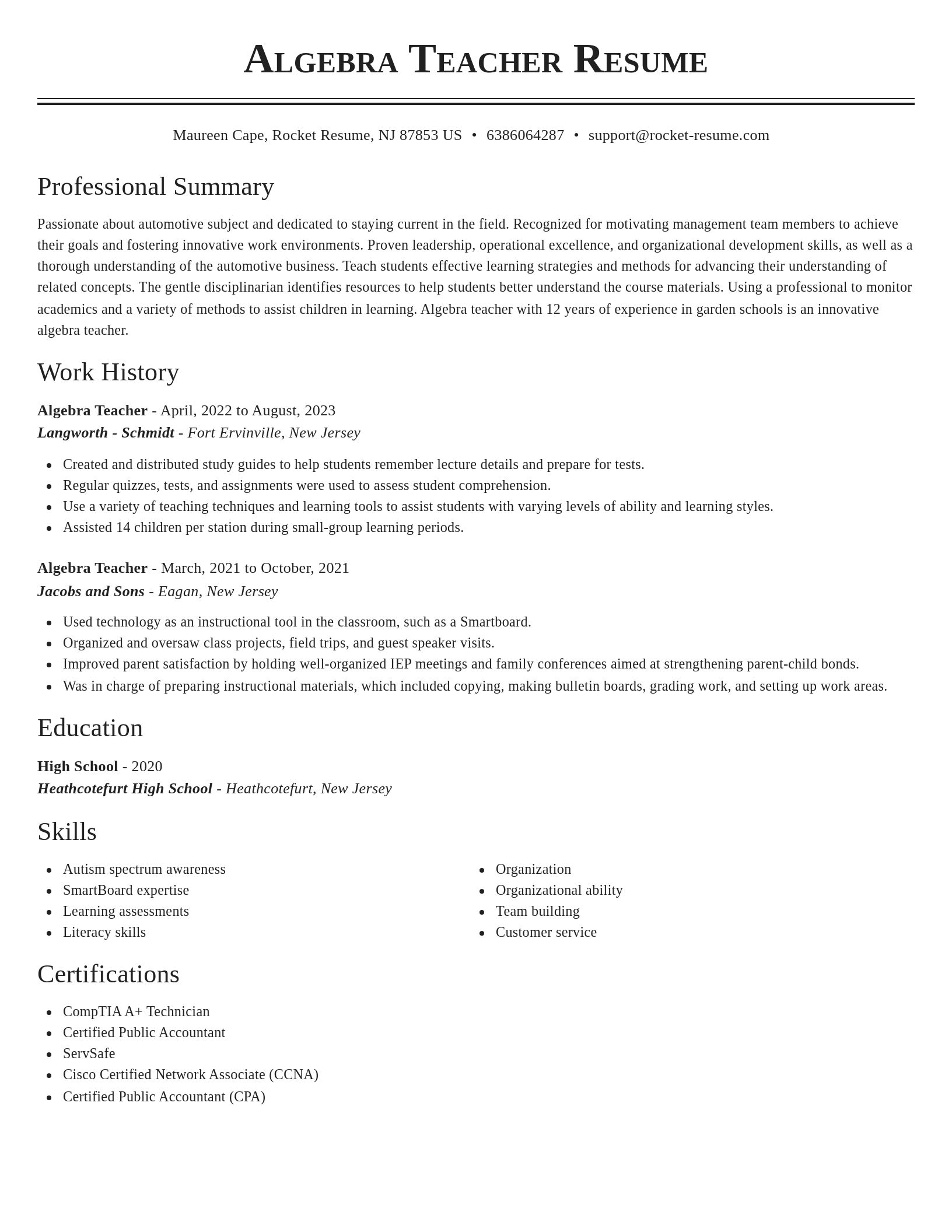 Classic resume template