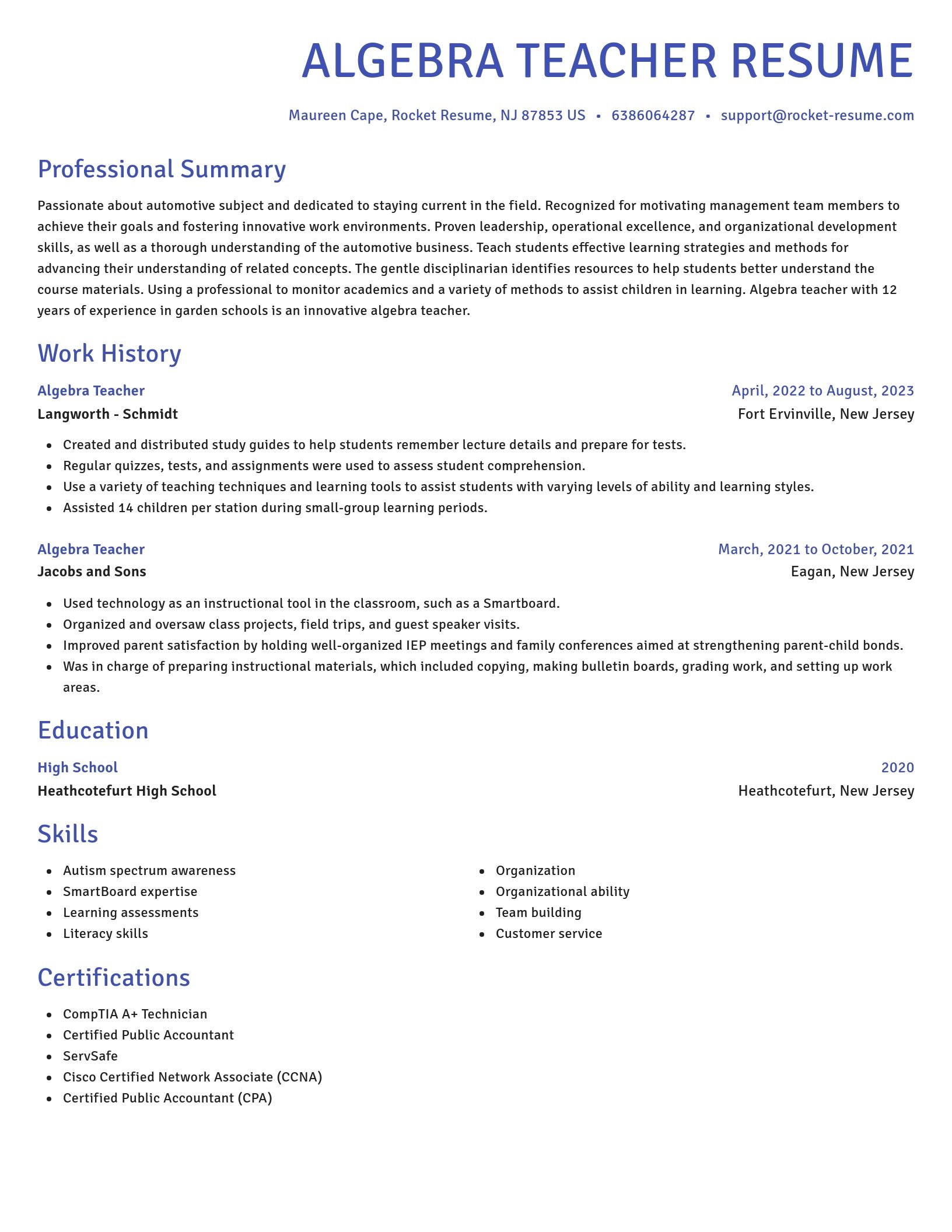 Novel resume template