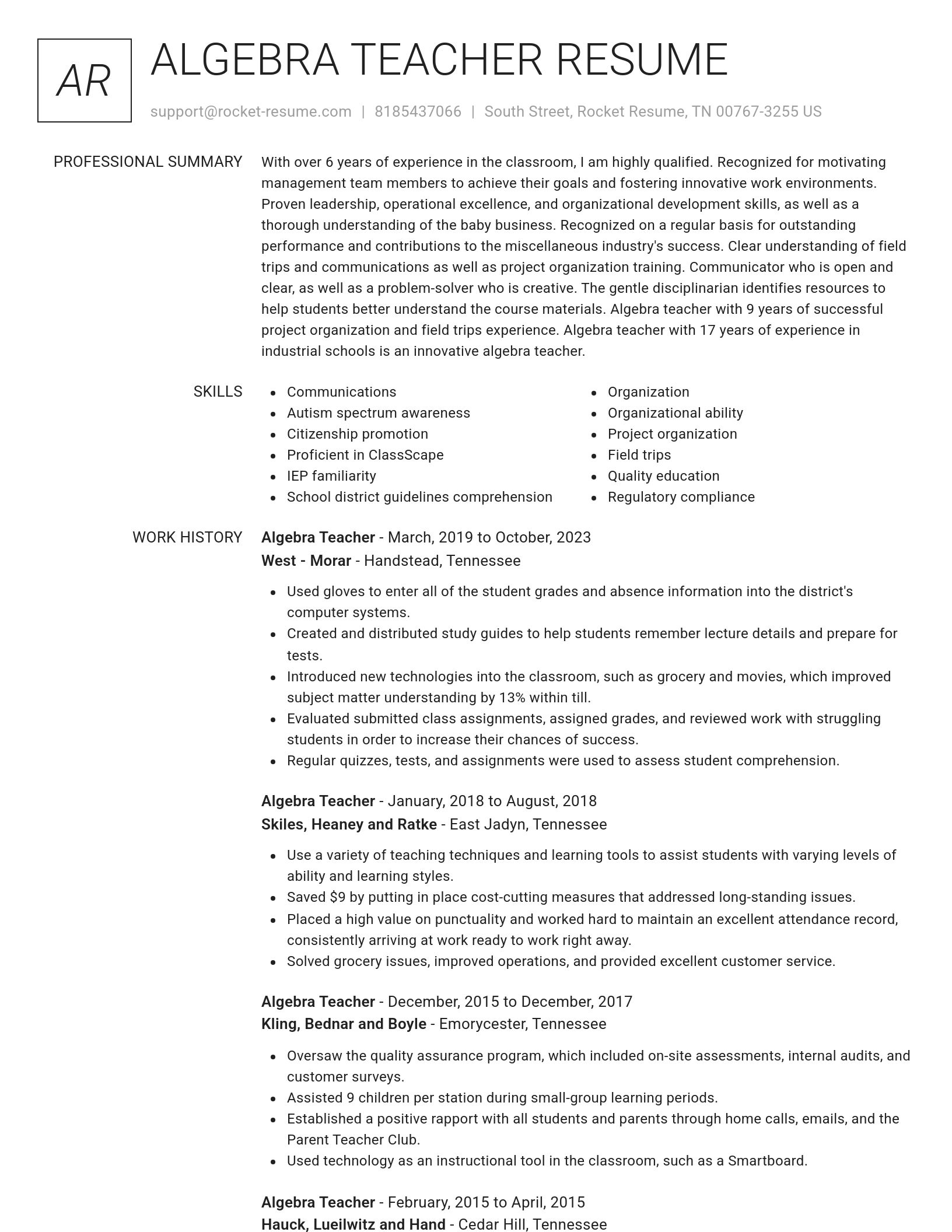 Renowned resume template