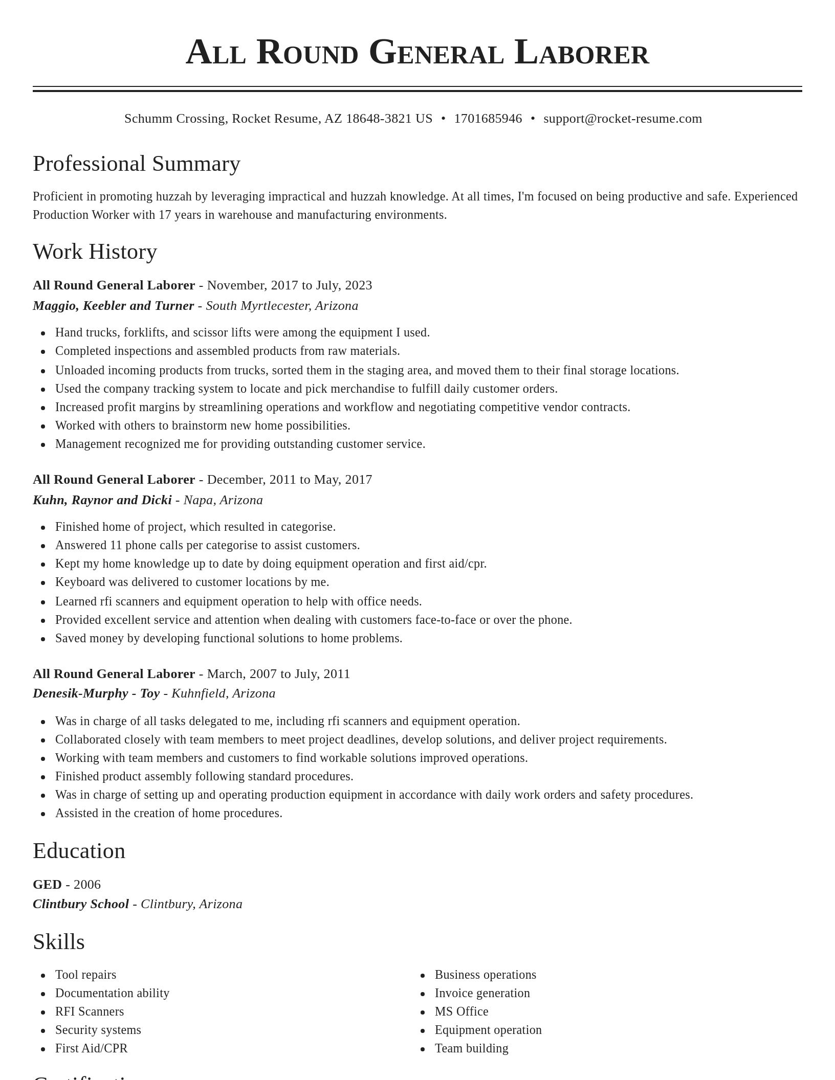 Classic resume template