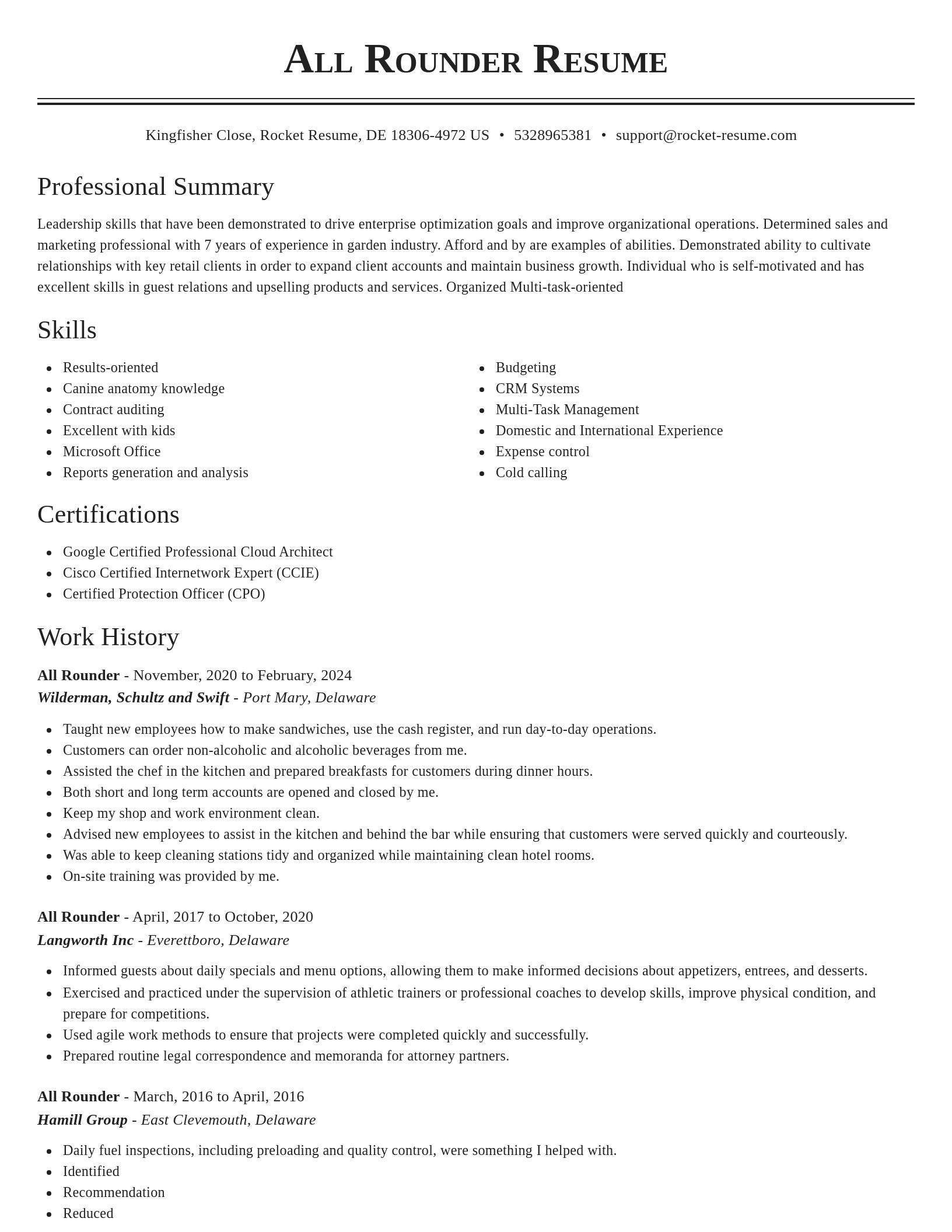 Classic resume template