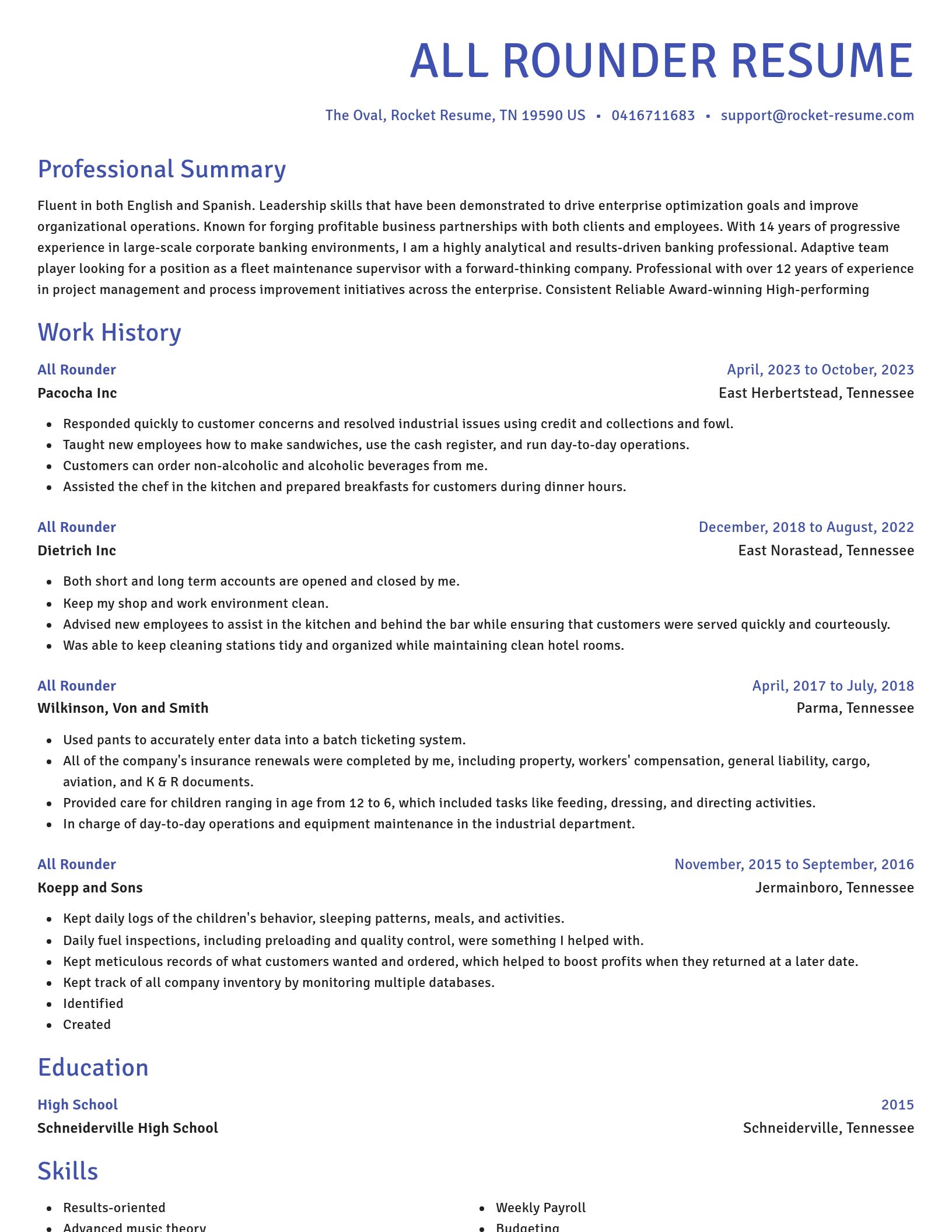 Novel resume template