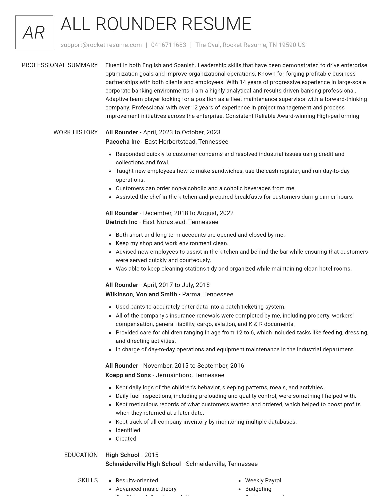 Renowned resume template
