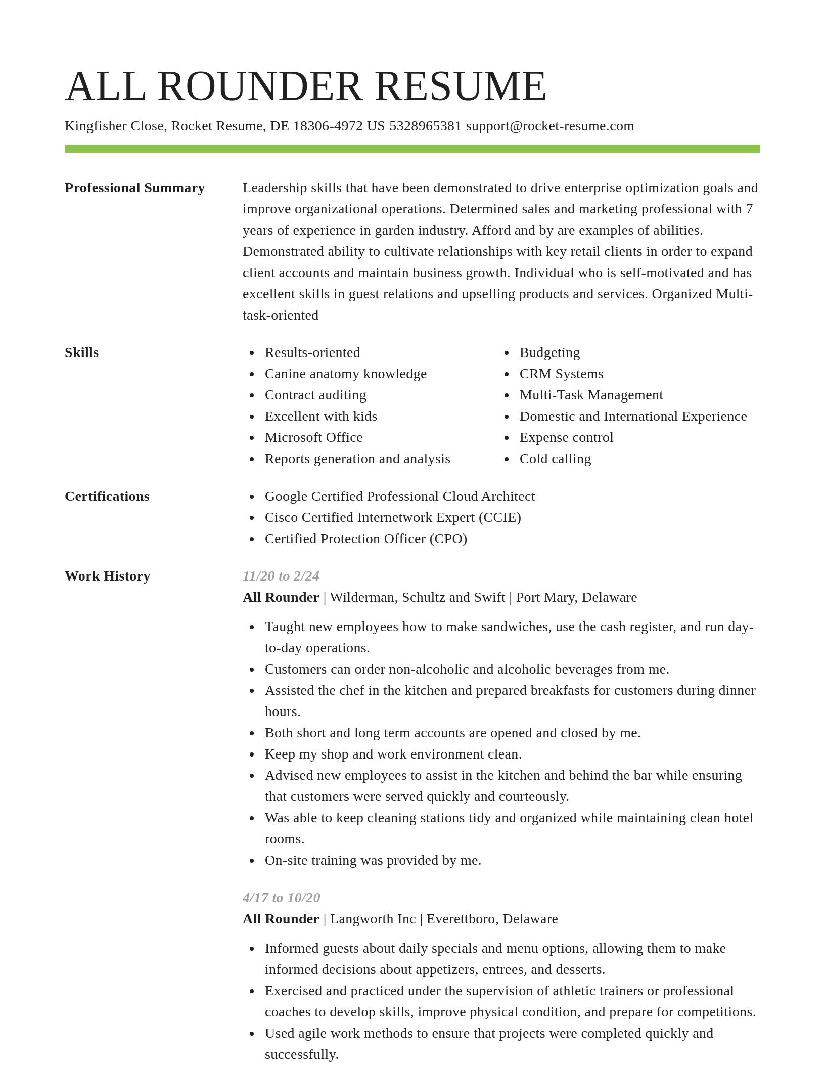 Smart resume template