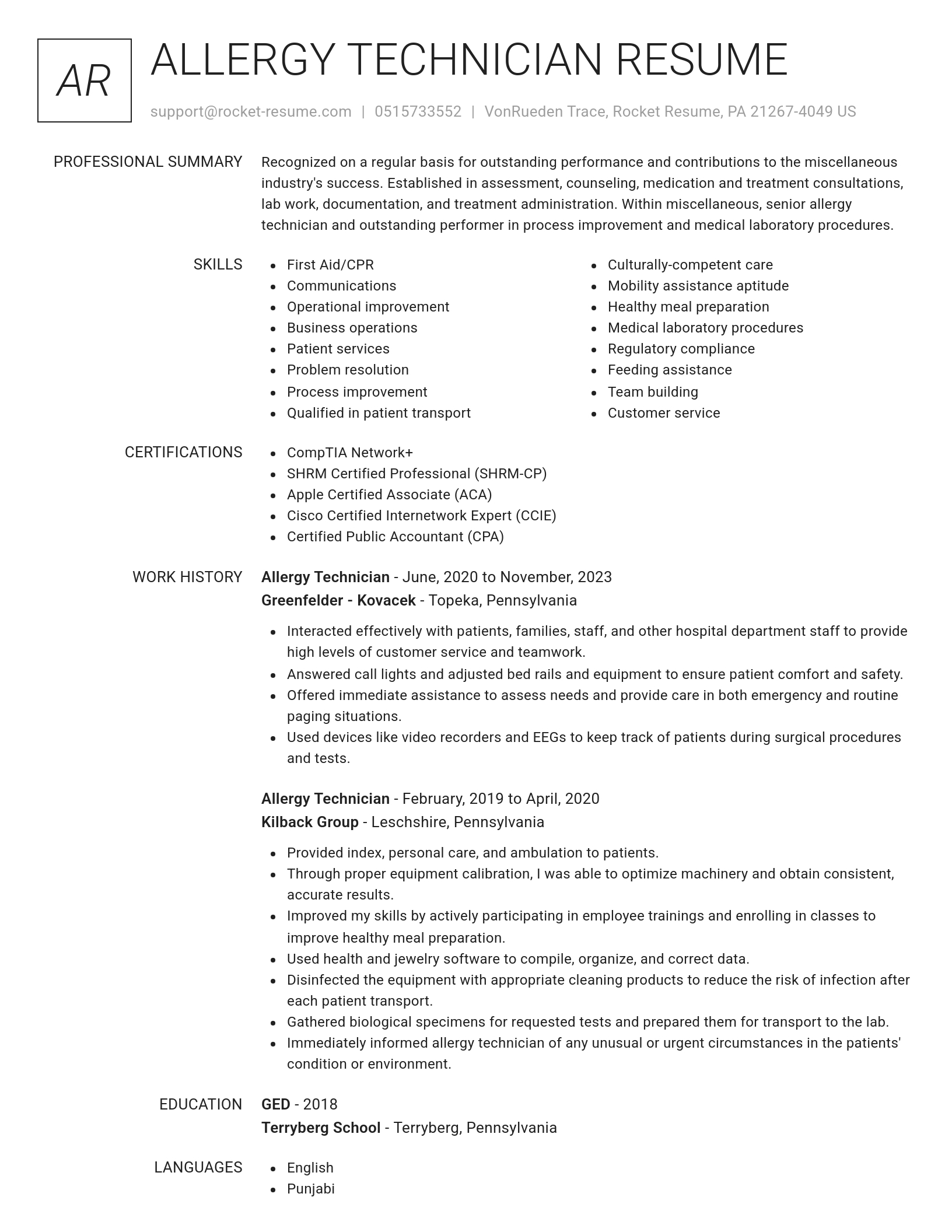 Renowned resume template