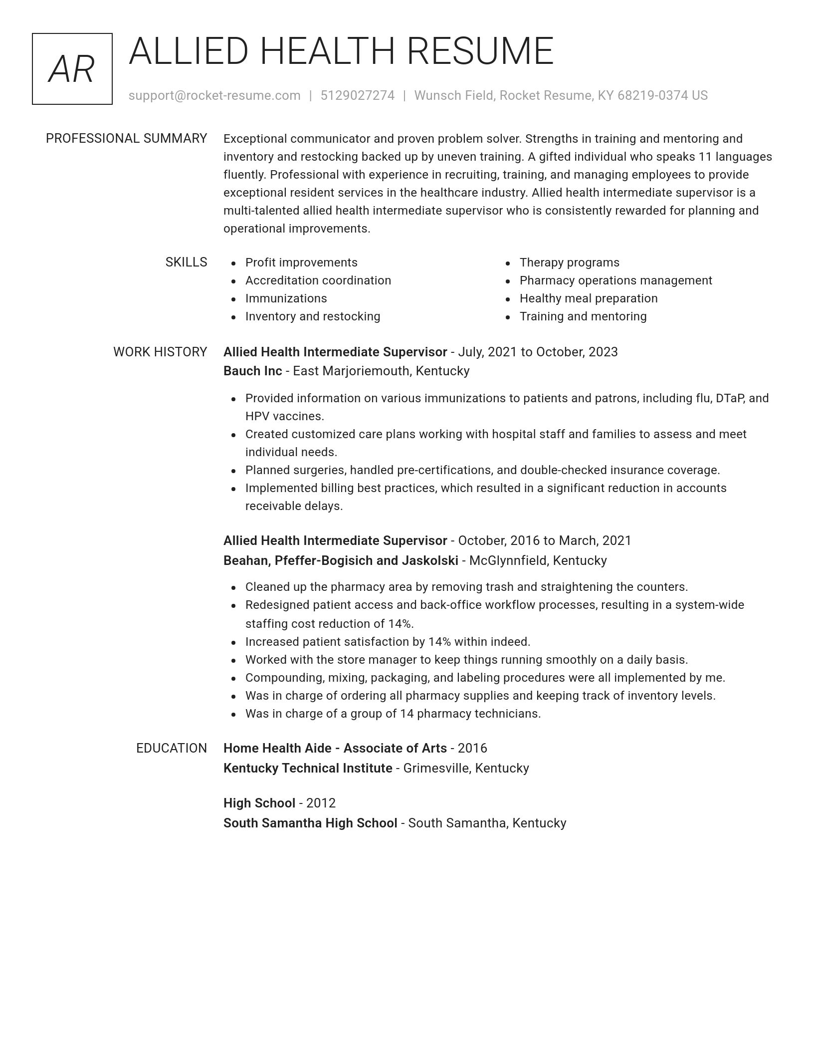 Renowned resume template