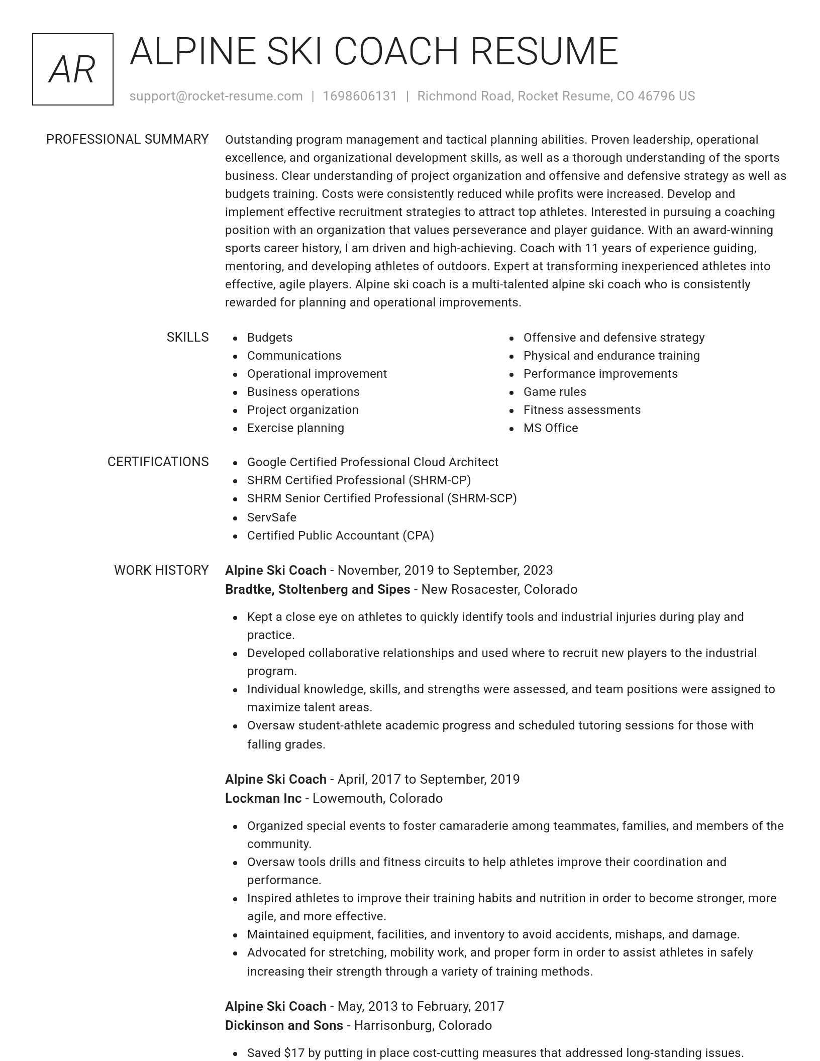 Renowned resume template