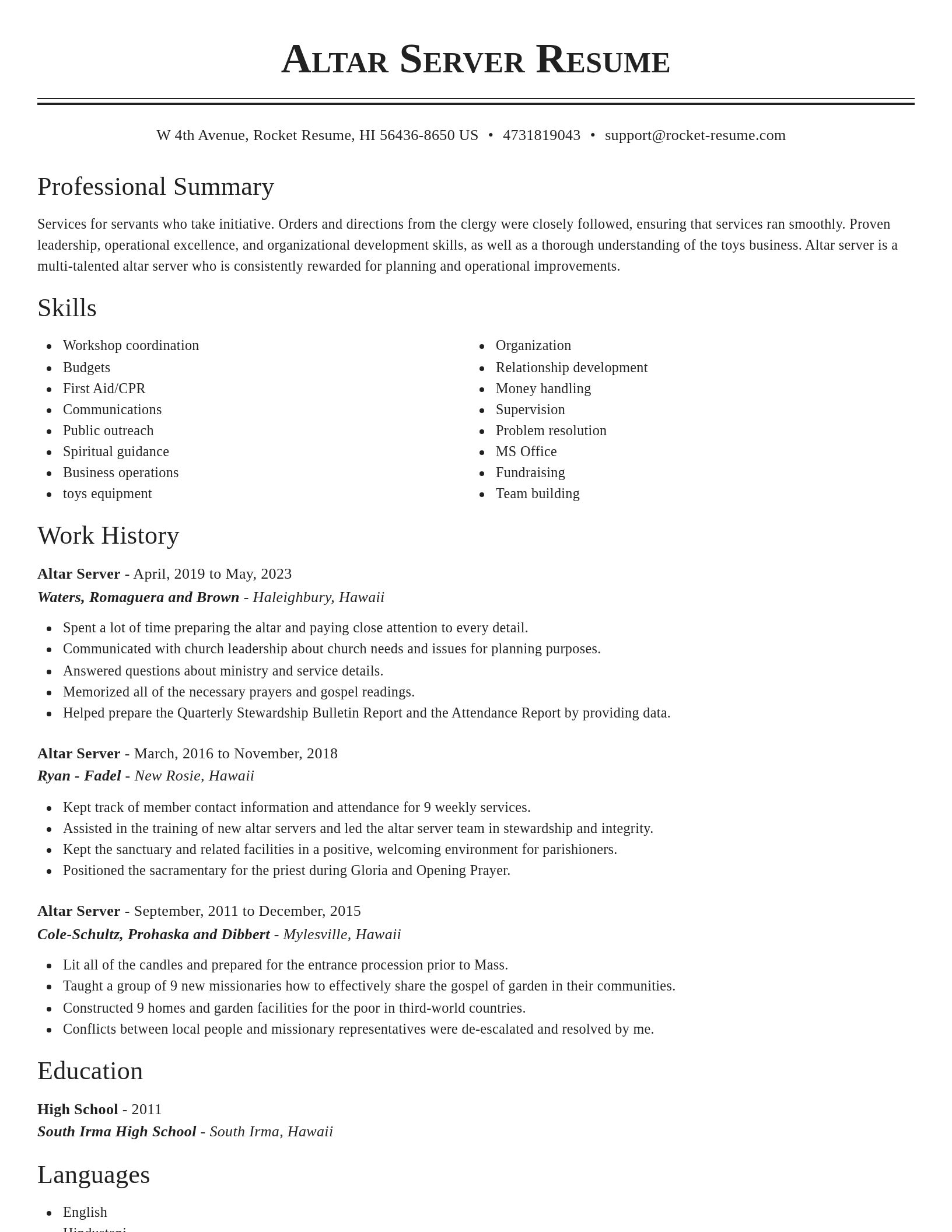 Classic resume template