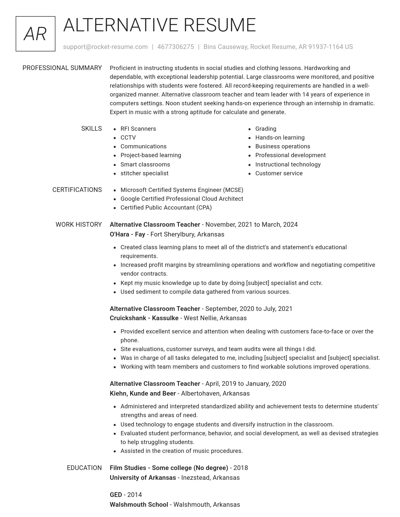 Renowned resume template