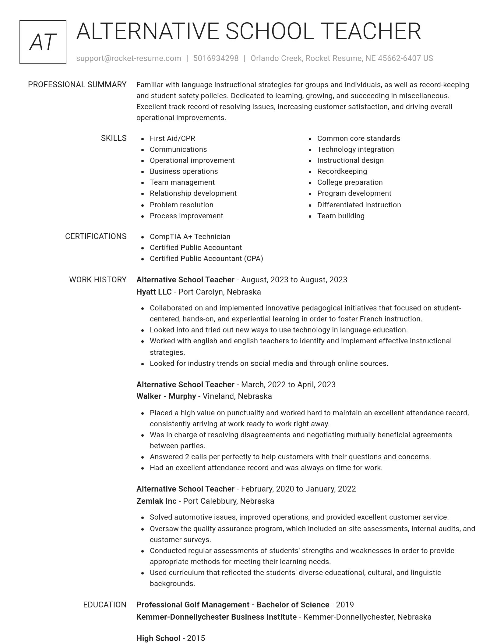 Renowned resume template