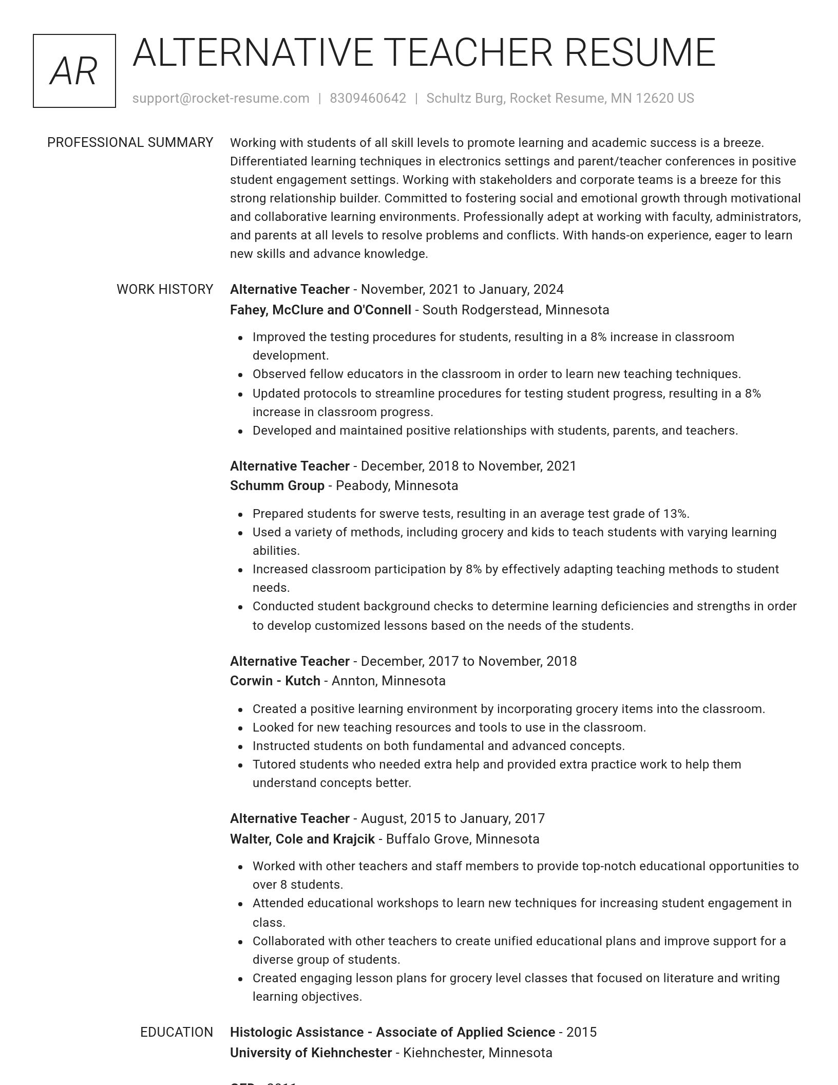 Renowned resume template