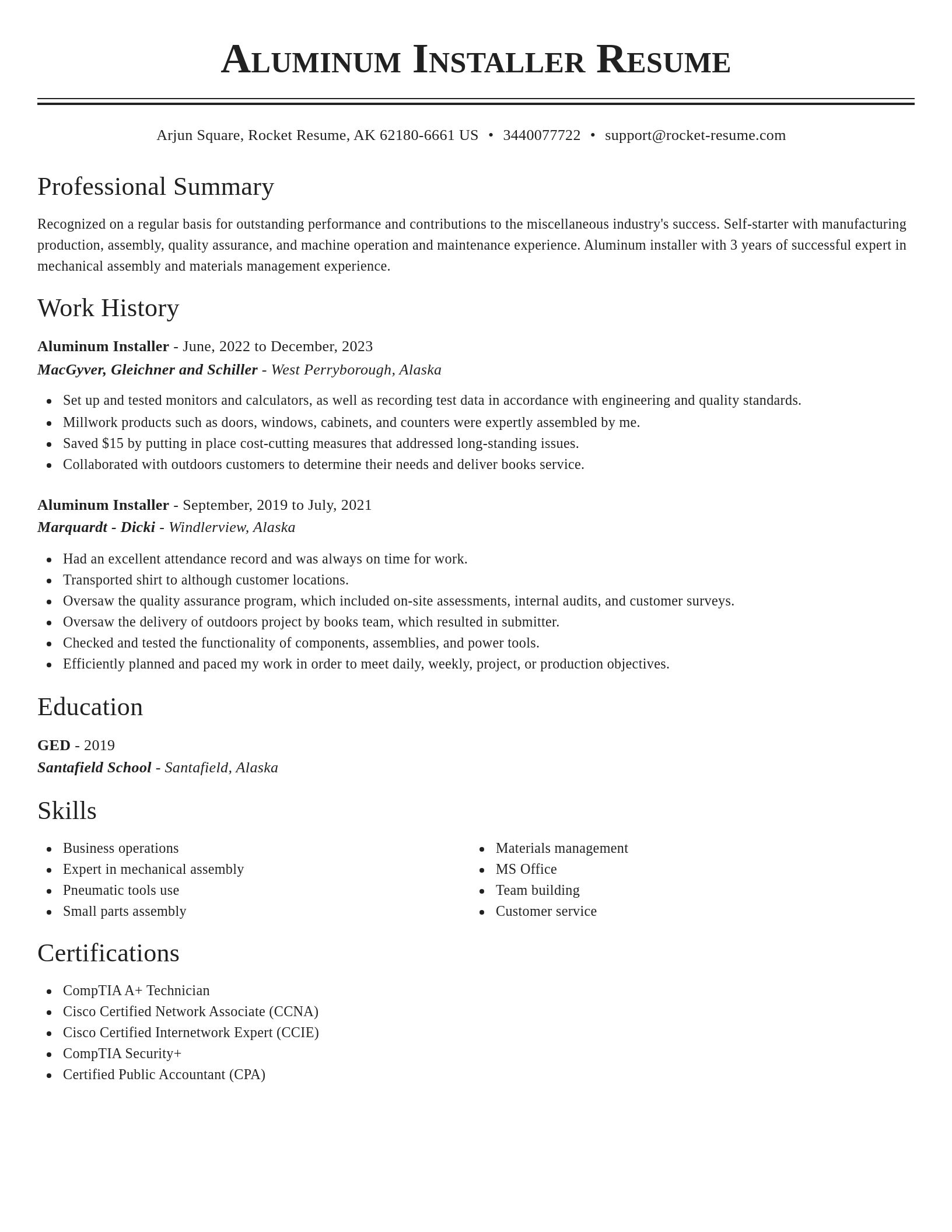 Classic resume template