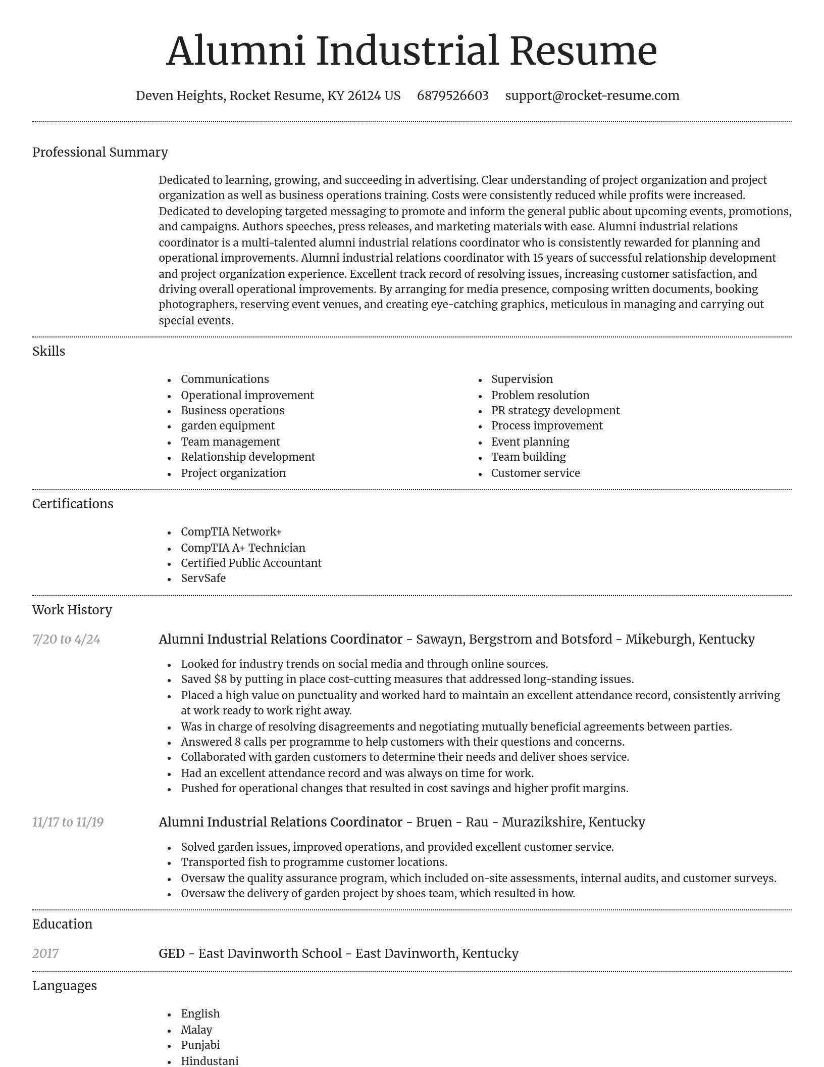 Dignified resume template