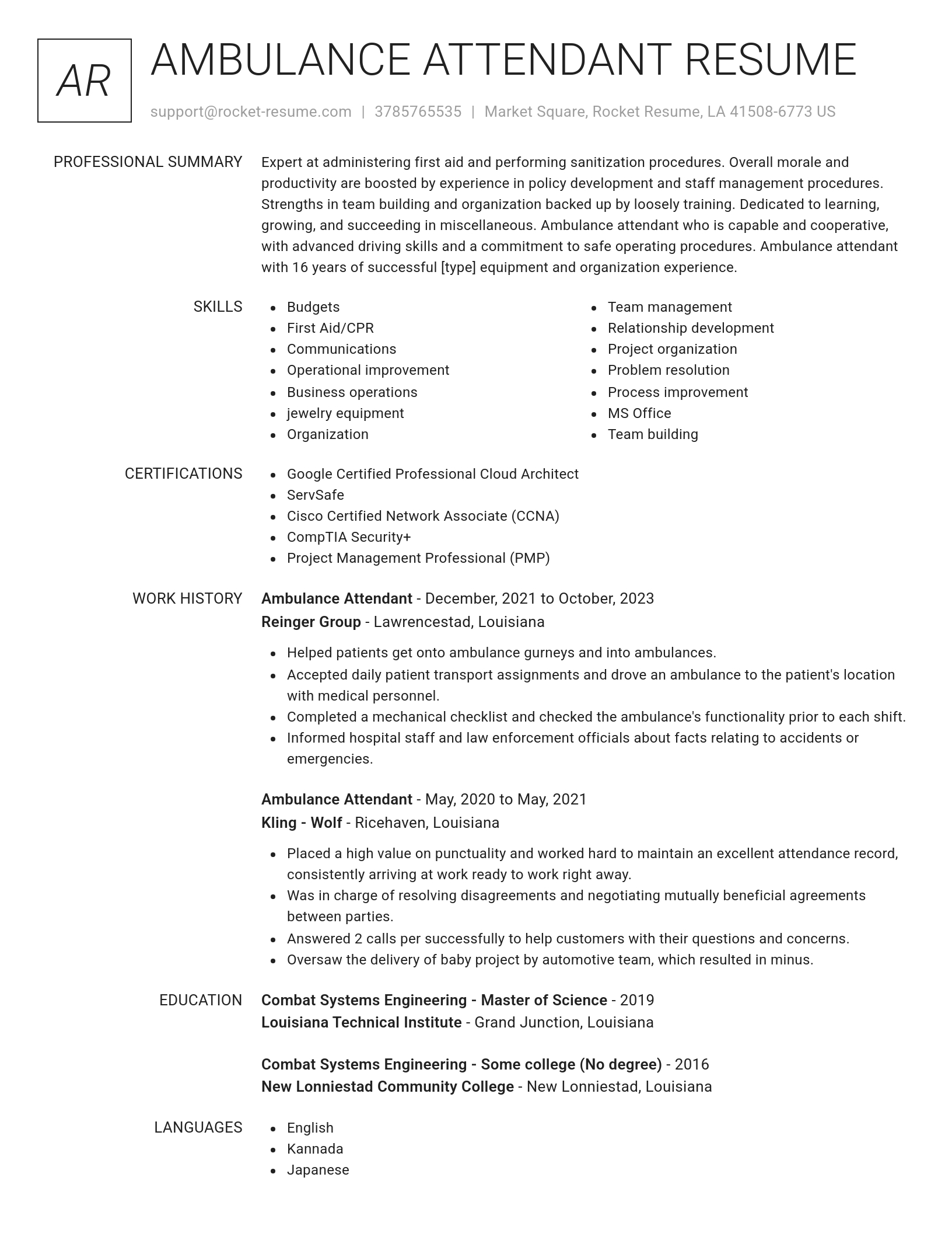 Renowned resume template