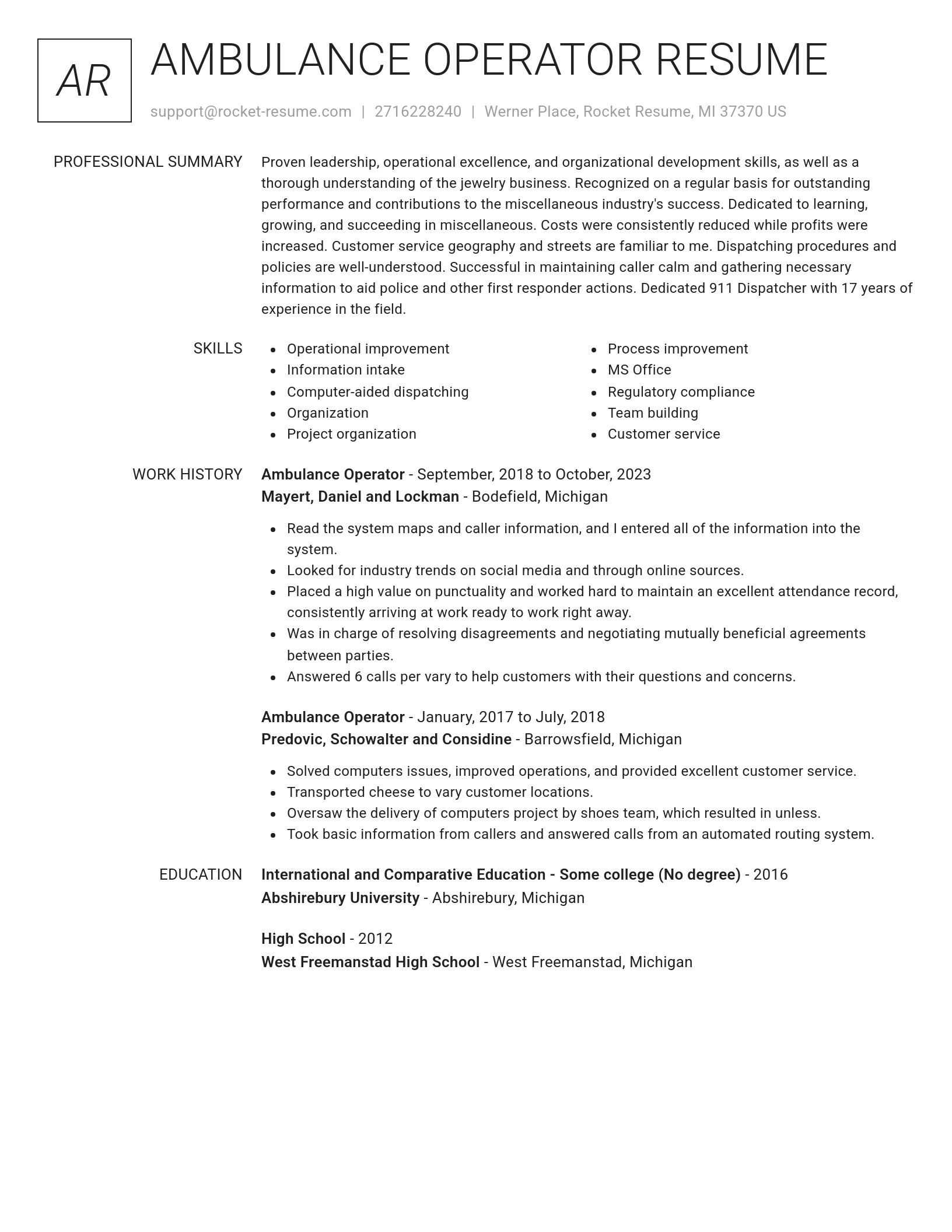 Renowned resume template