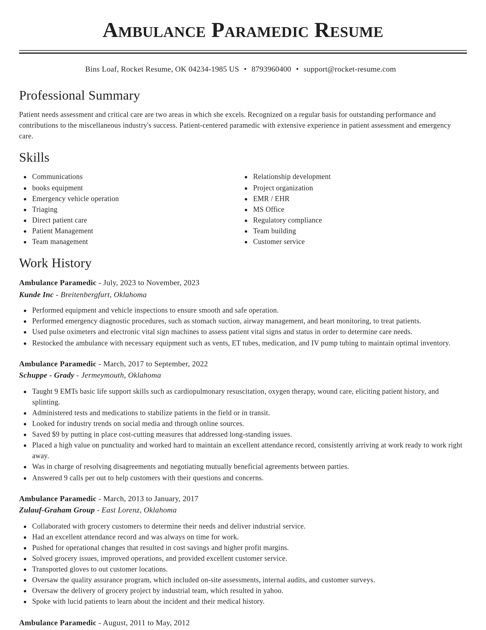 Classic resume template