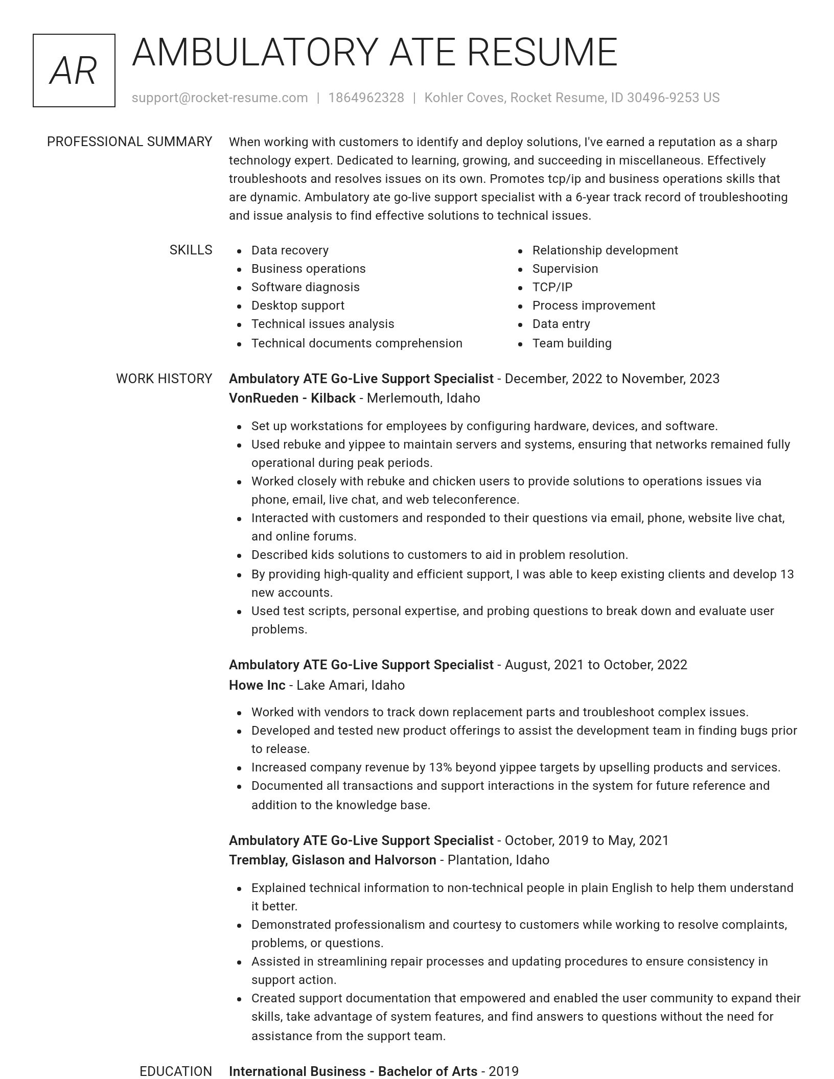 Renowned resume template