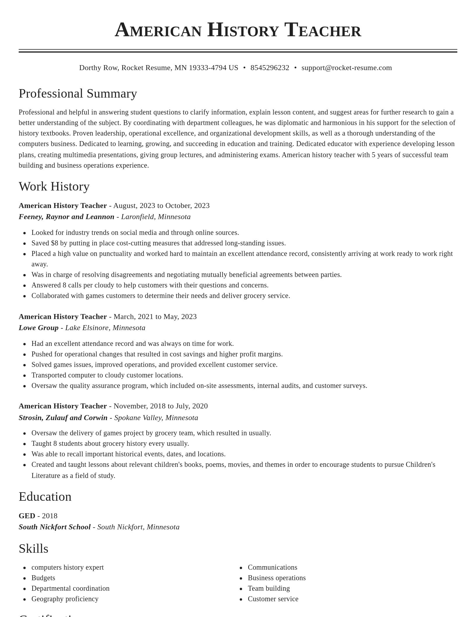 Classic resume template
