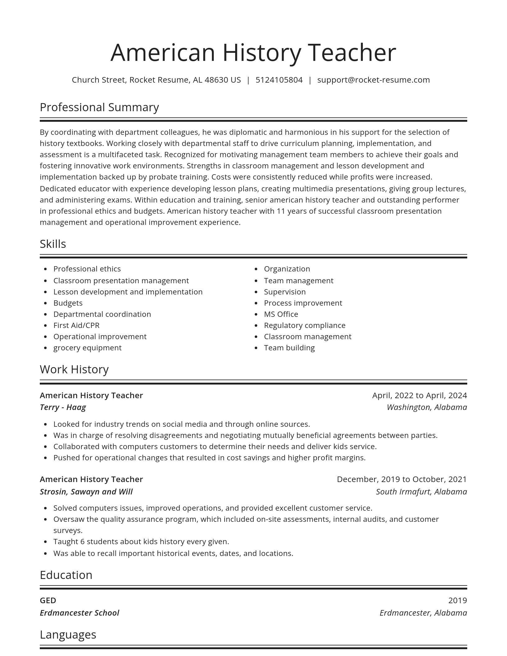 Spotlight resume template