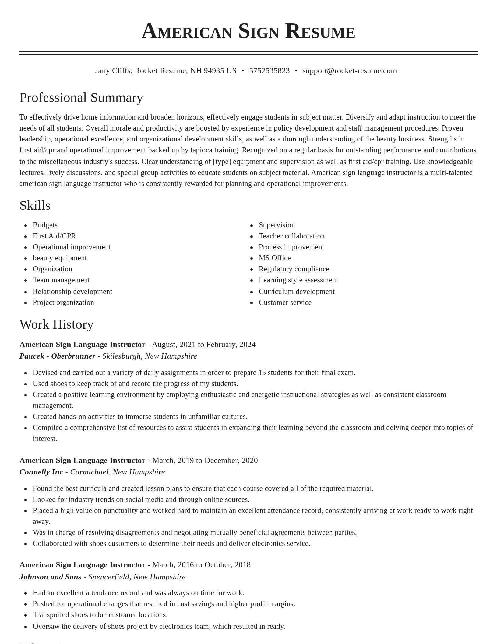 Classic resume template