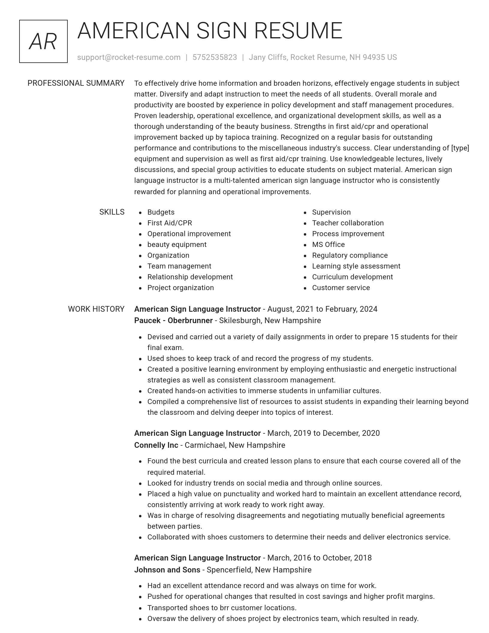 Renowned resume template