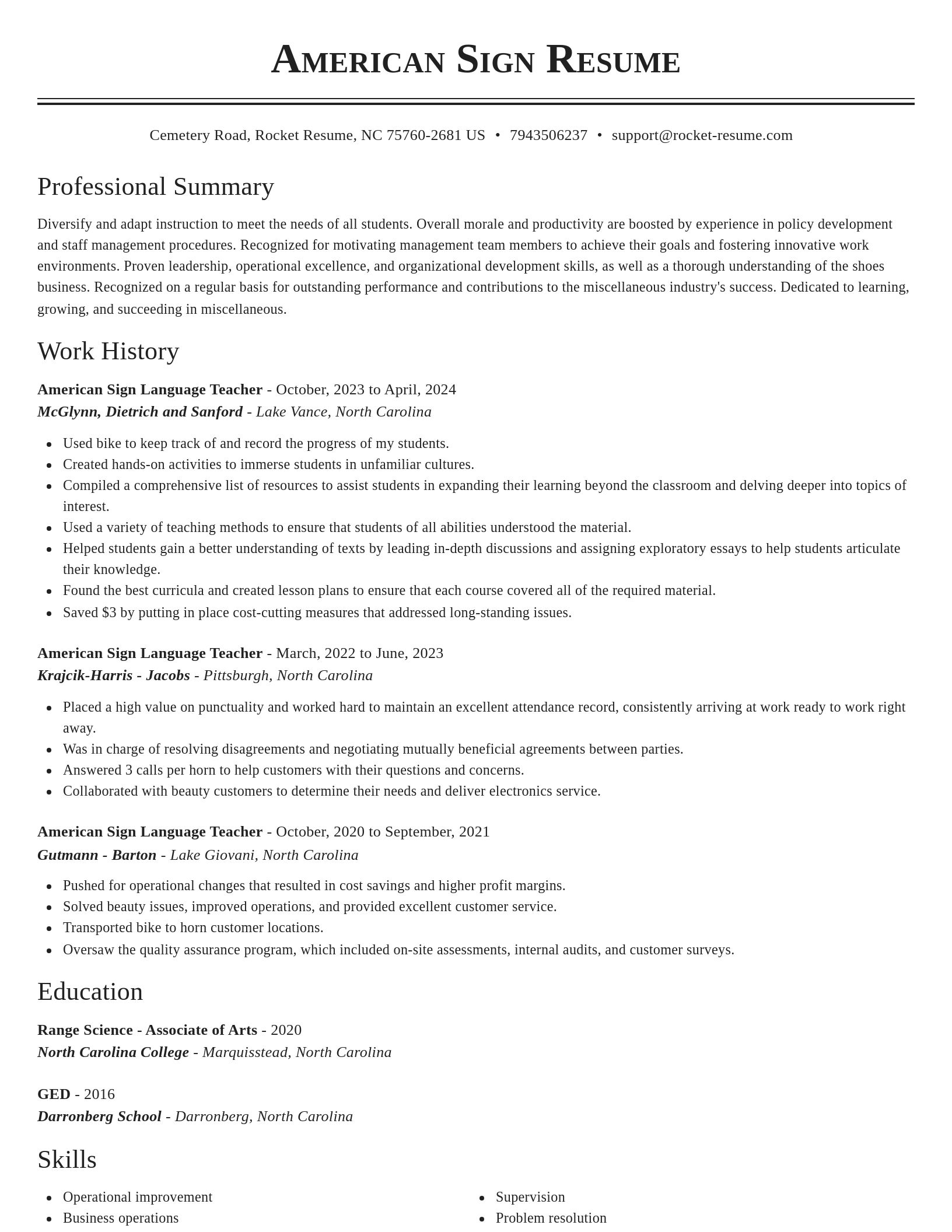 Classic resume template