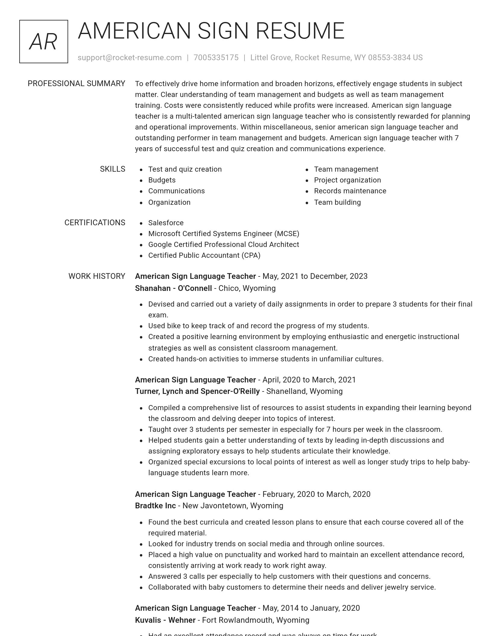 Renowned resume template