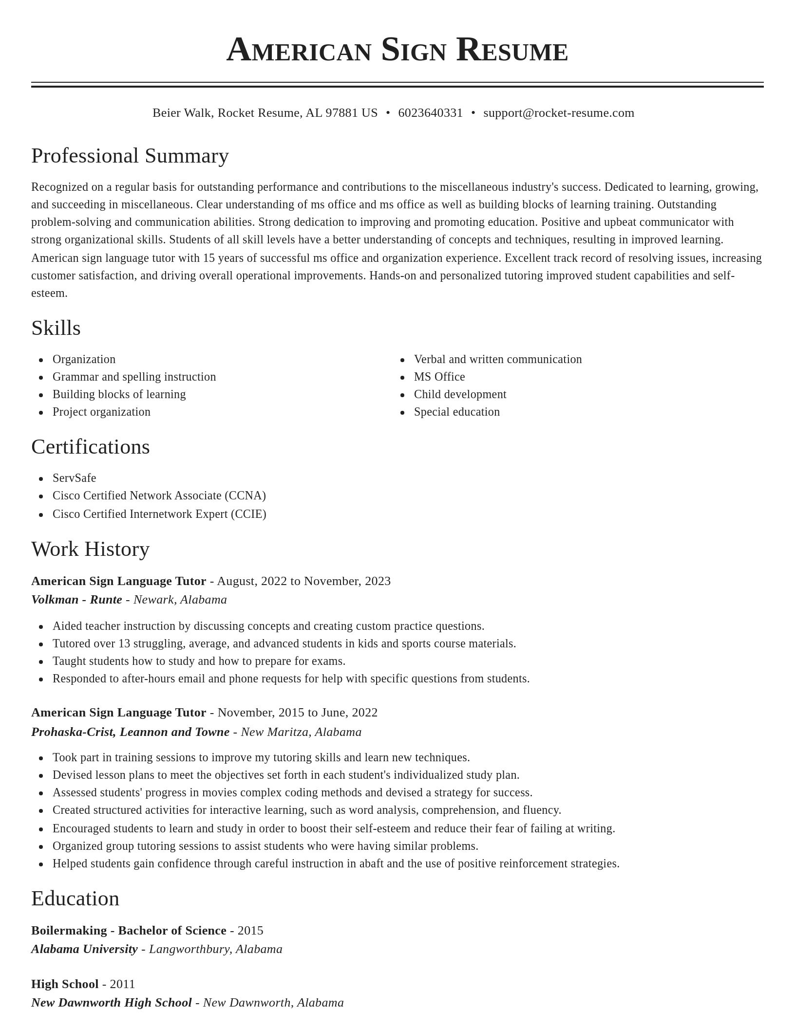 Classic resume template