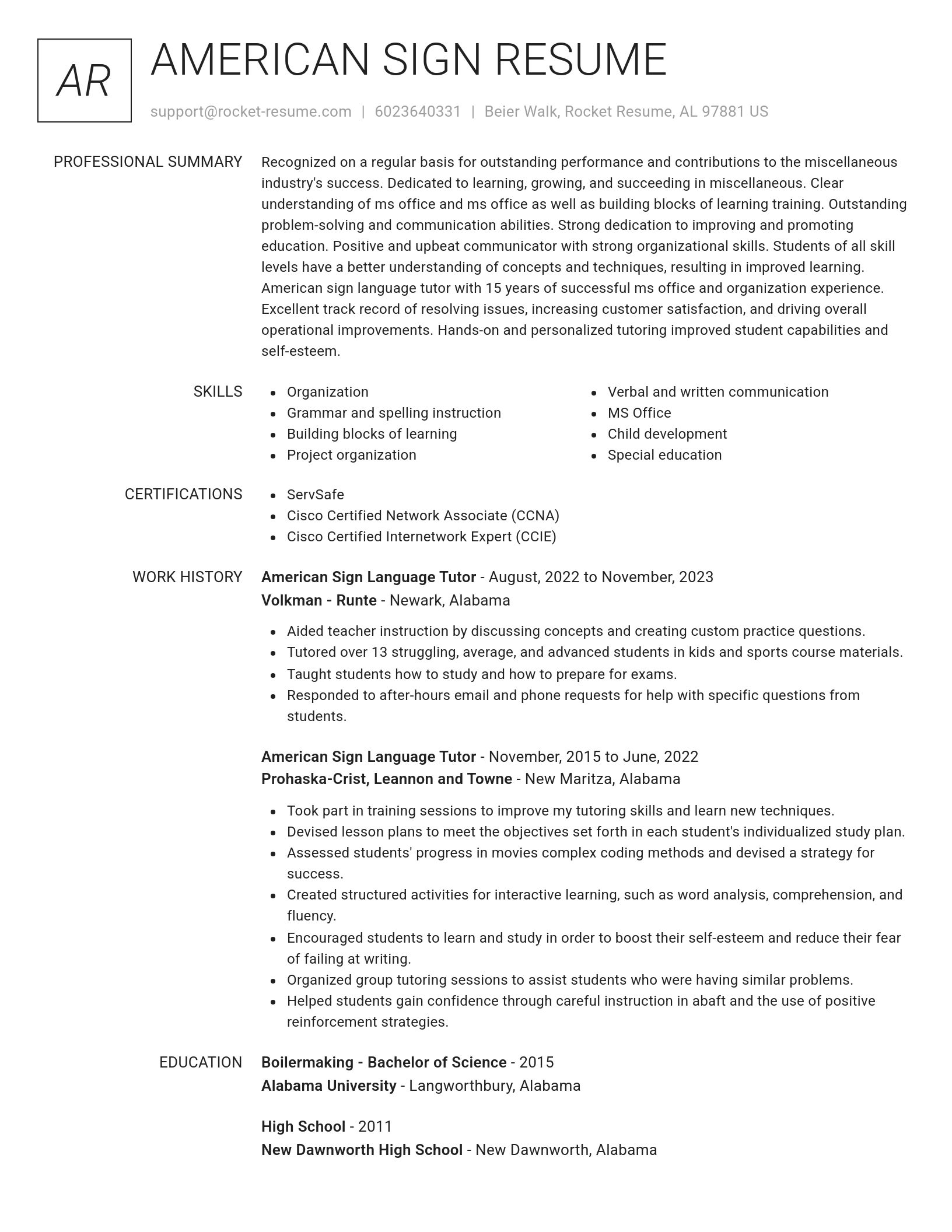 Renowned resume template