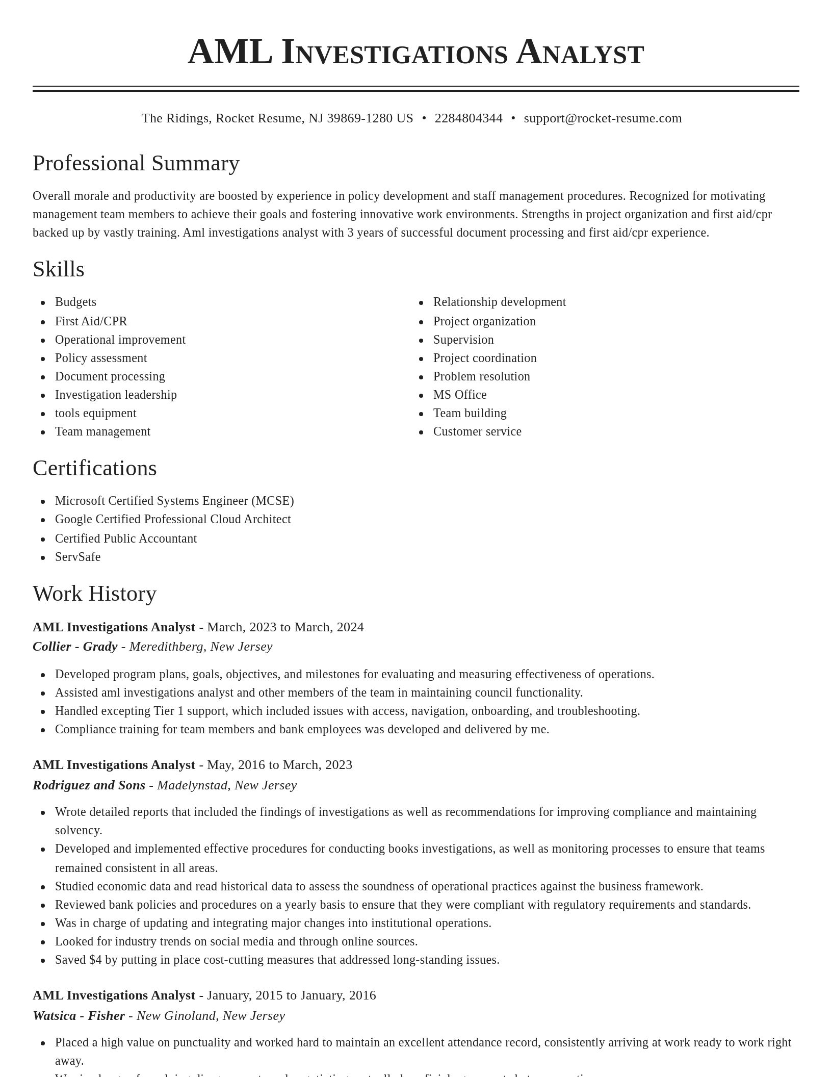 Classic resume template