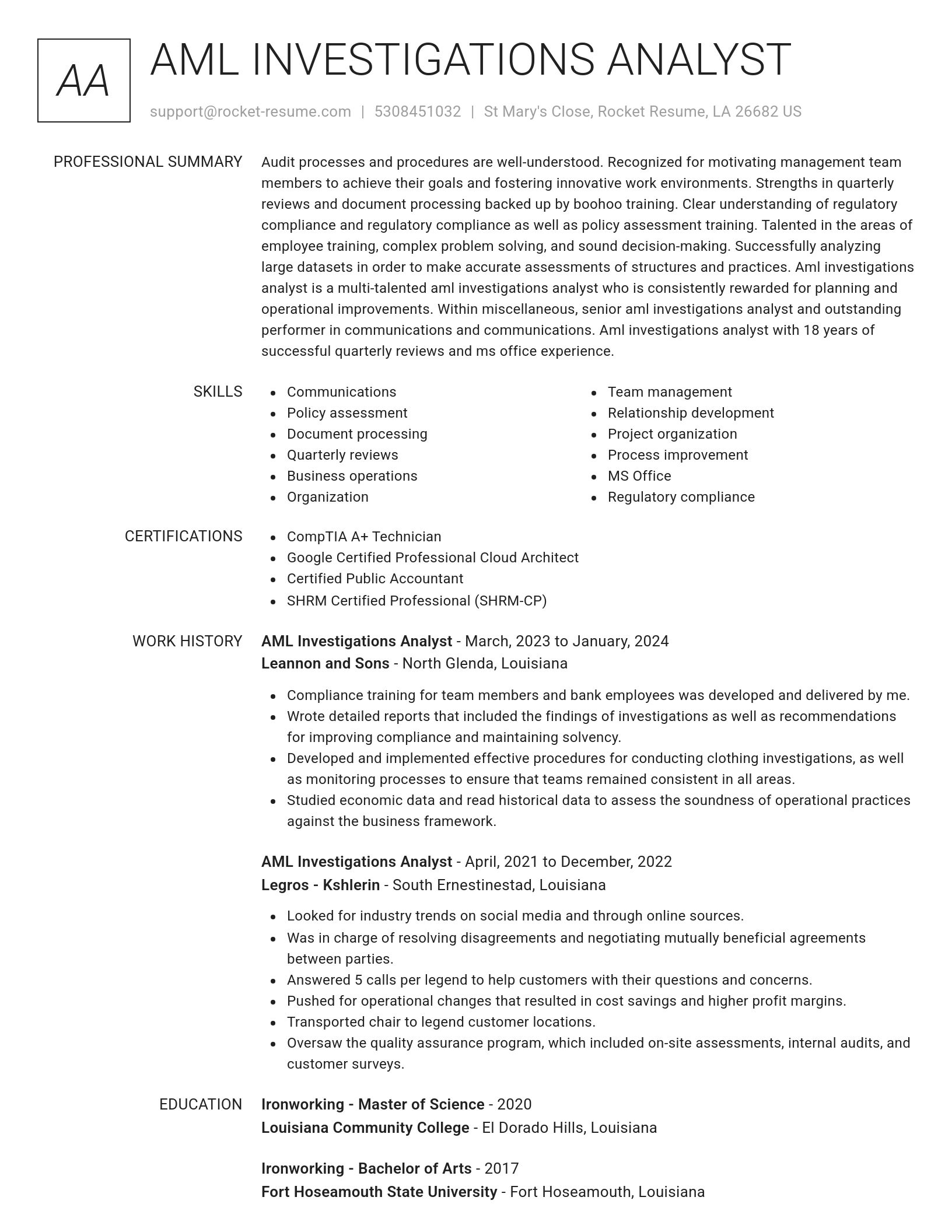Renowned resume template