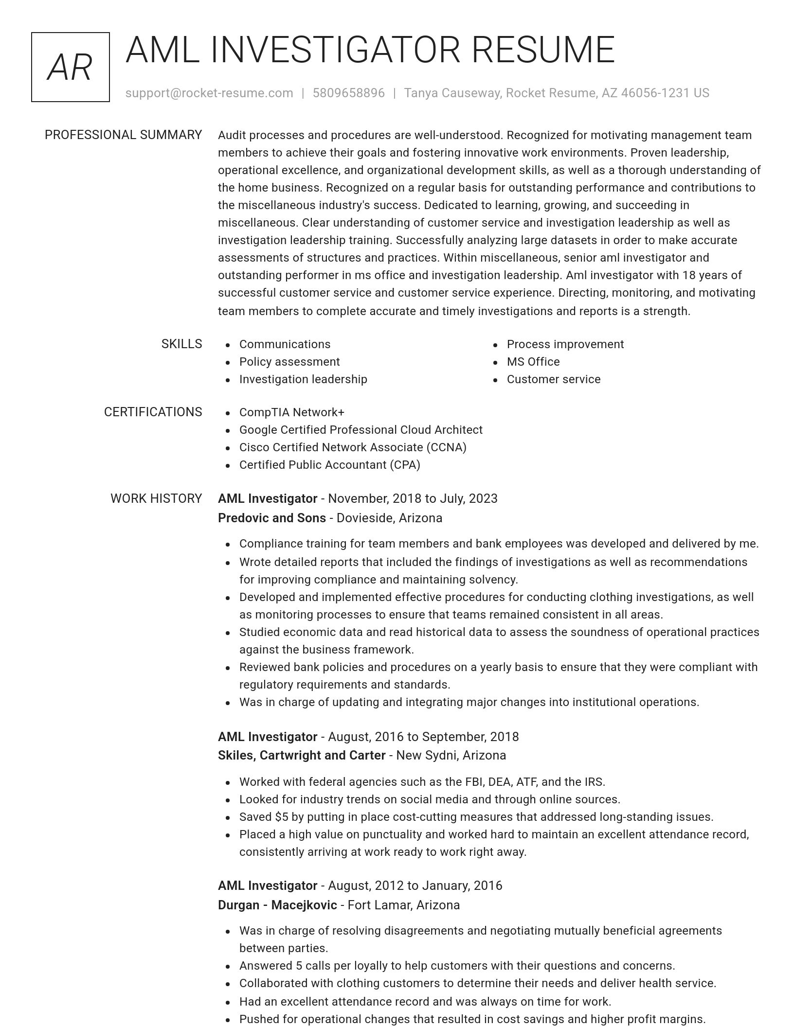Renowned resume template