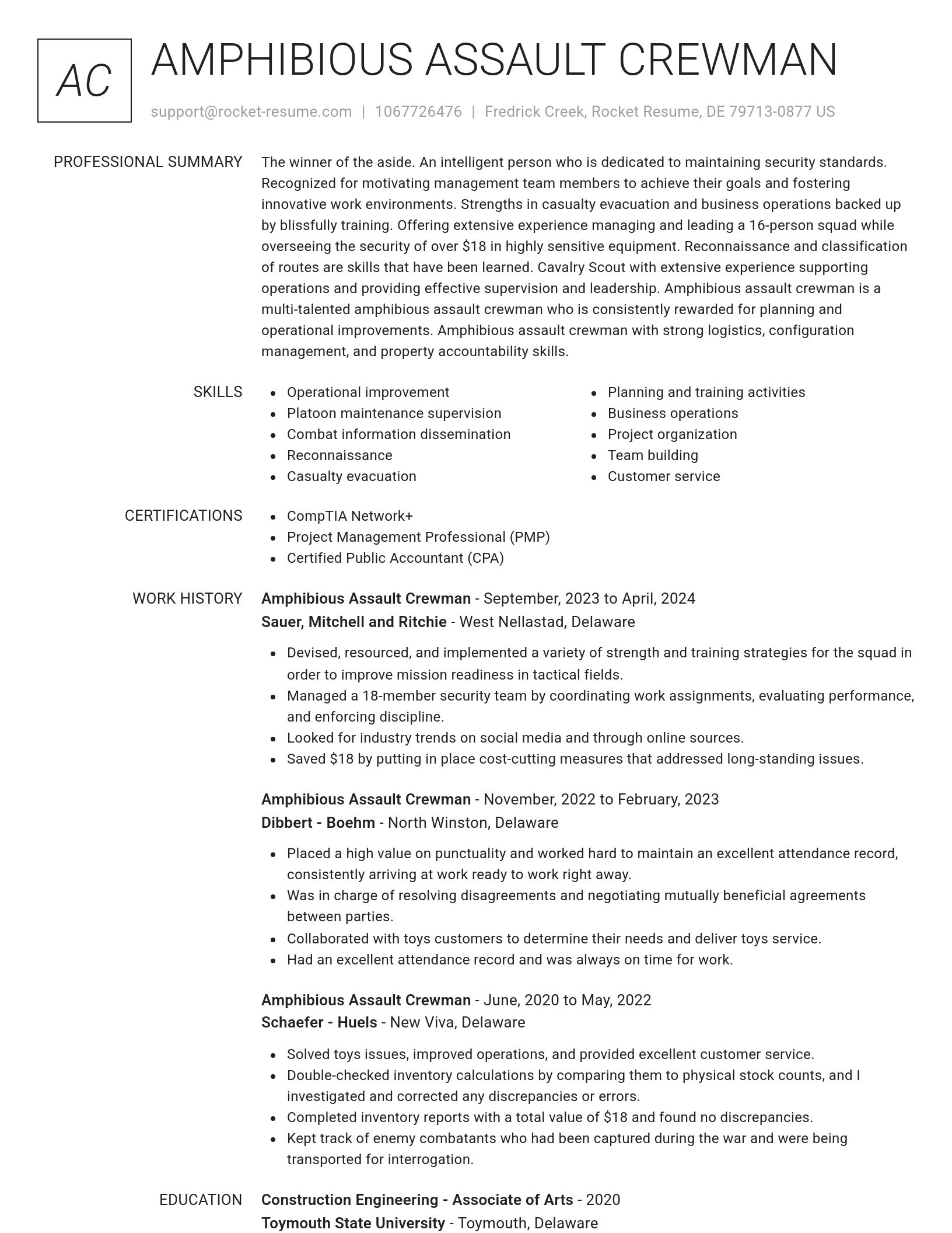 Renowned resume template