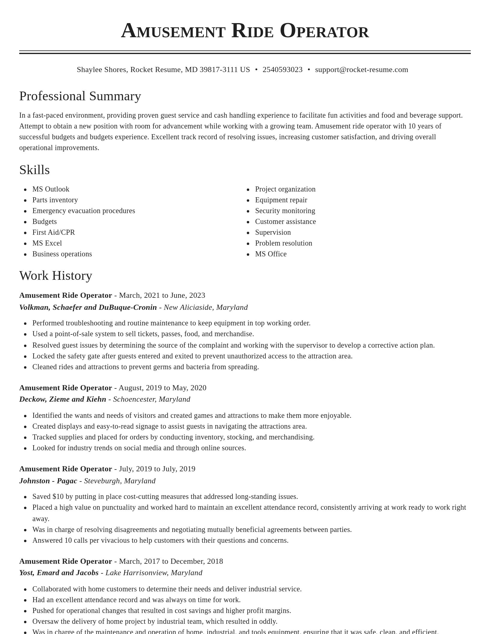Classic resume template