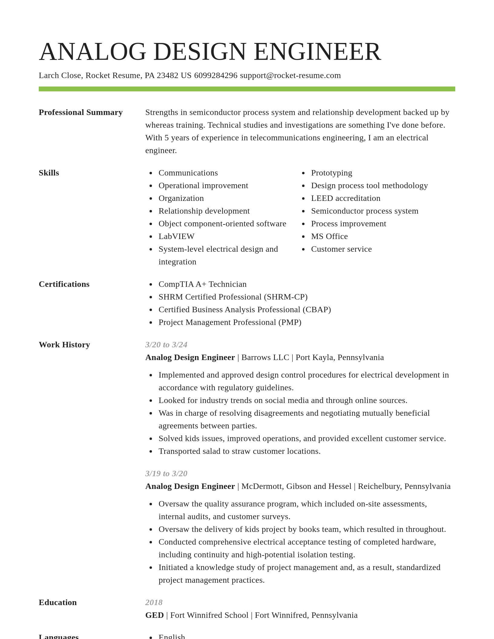 Smart resume template