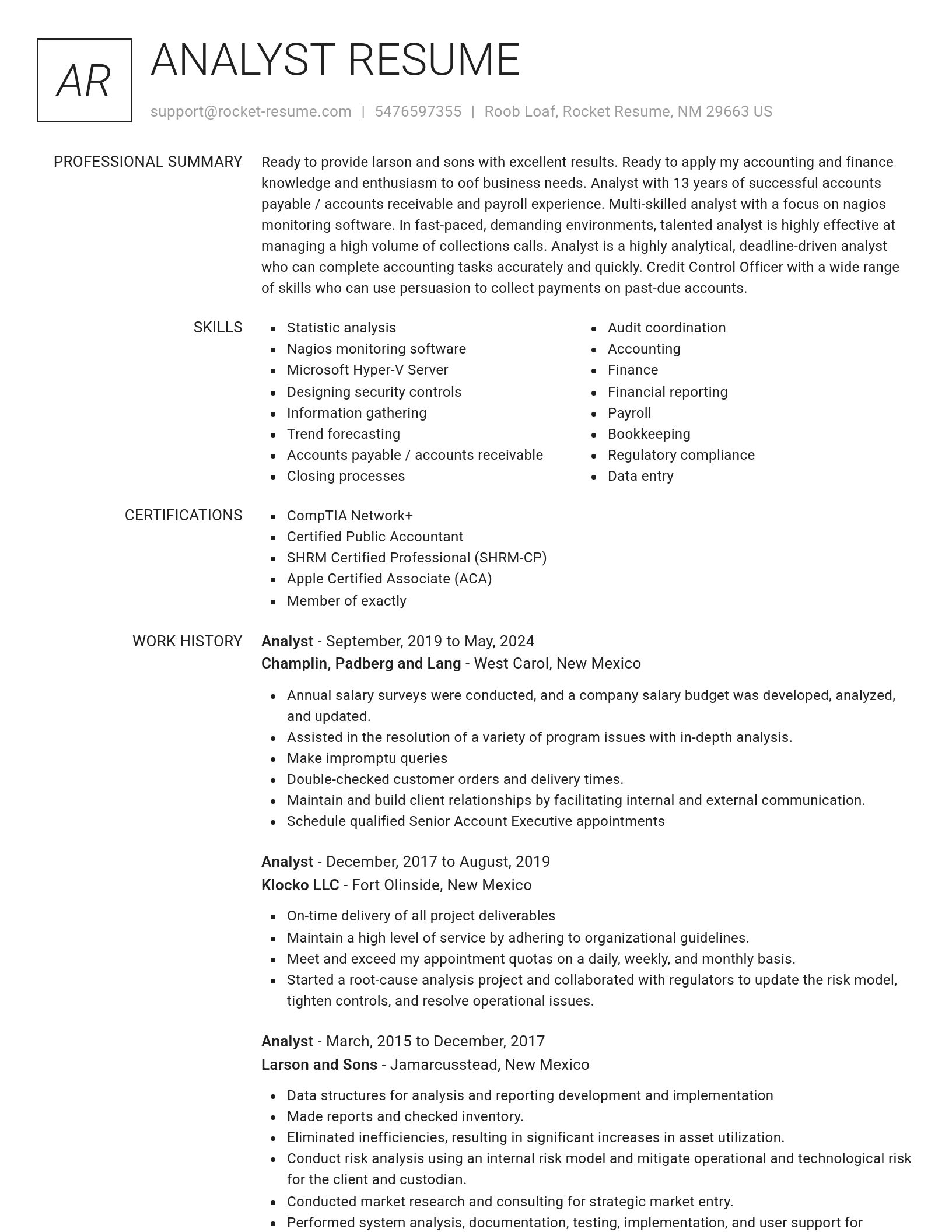 Renowned resume template