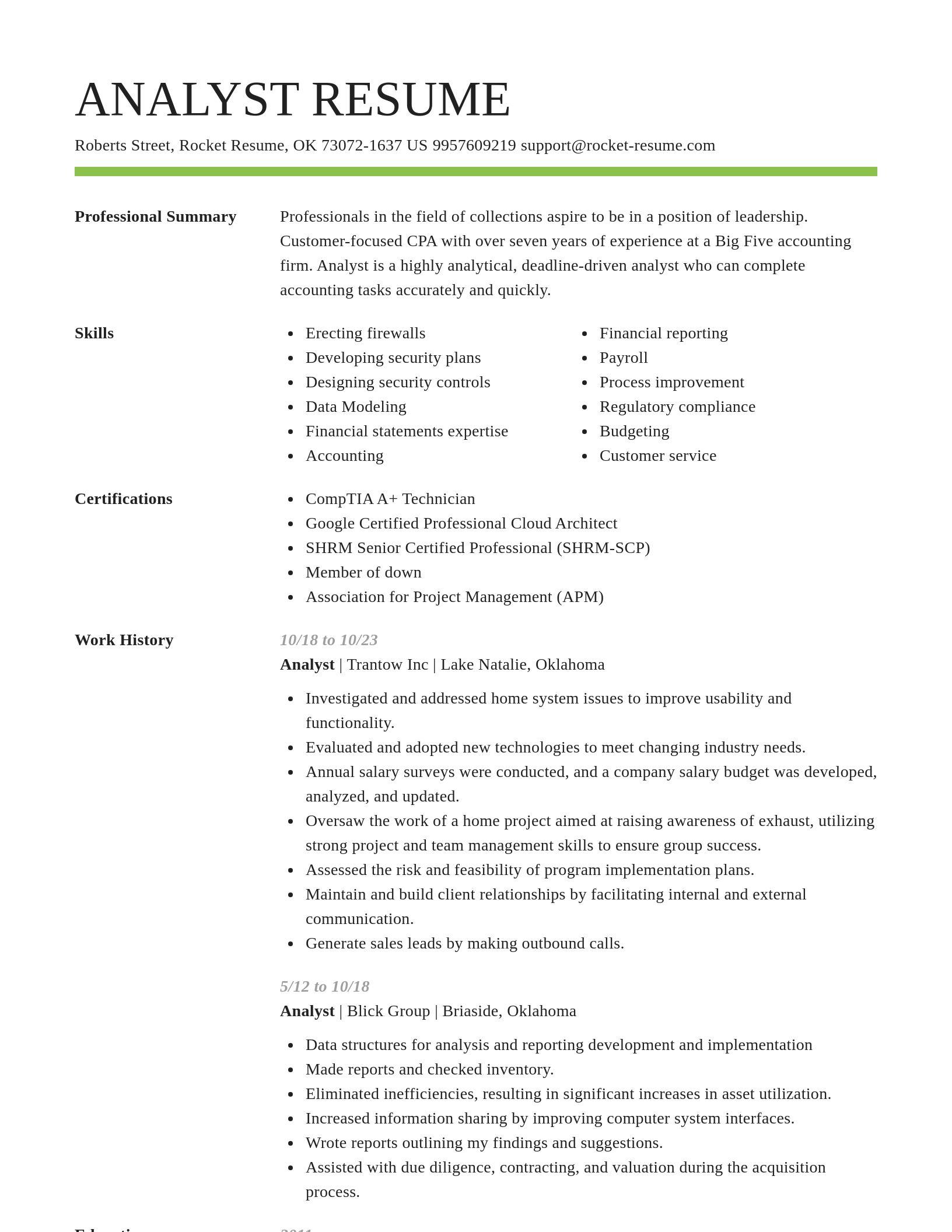 Smart resume template