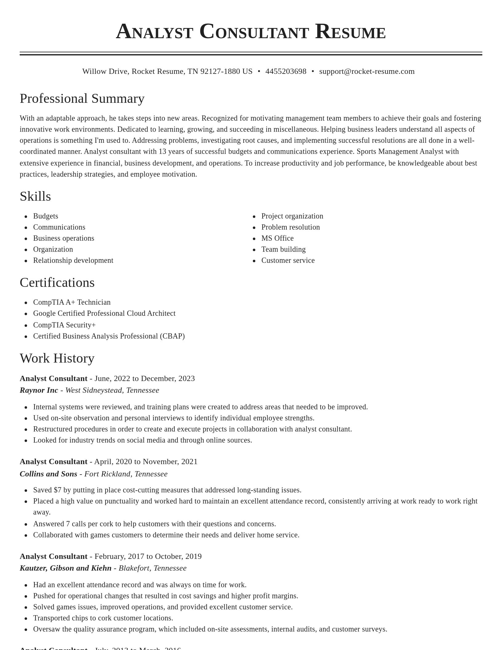 Classic resume template