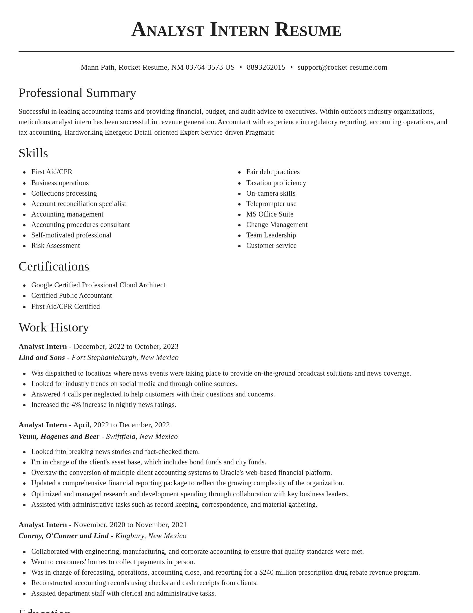 Classic resume template