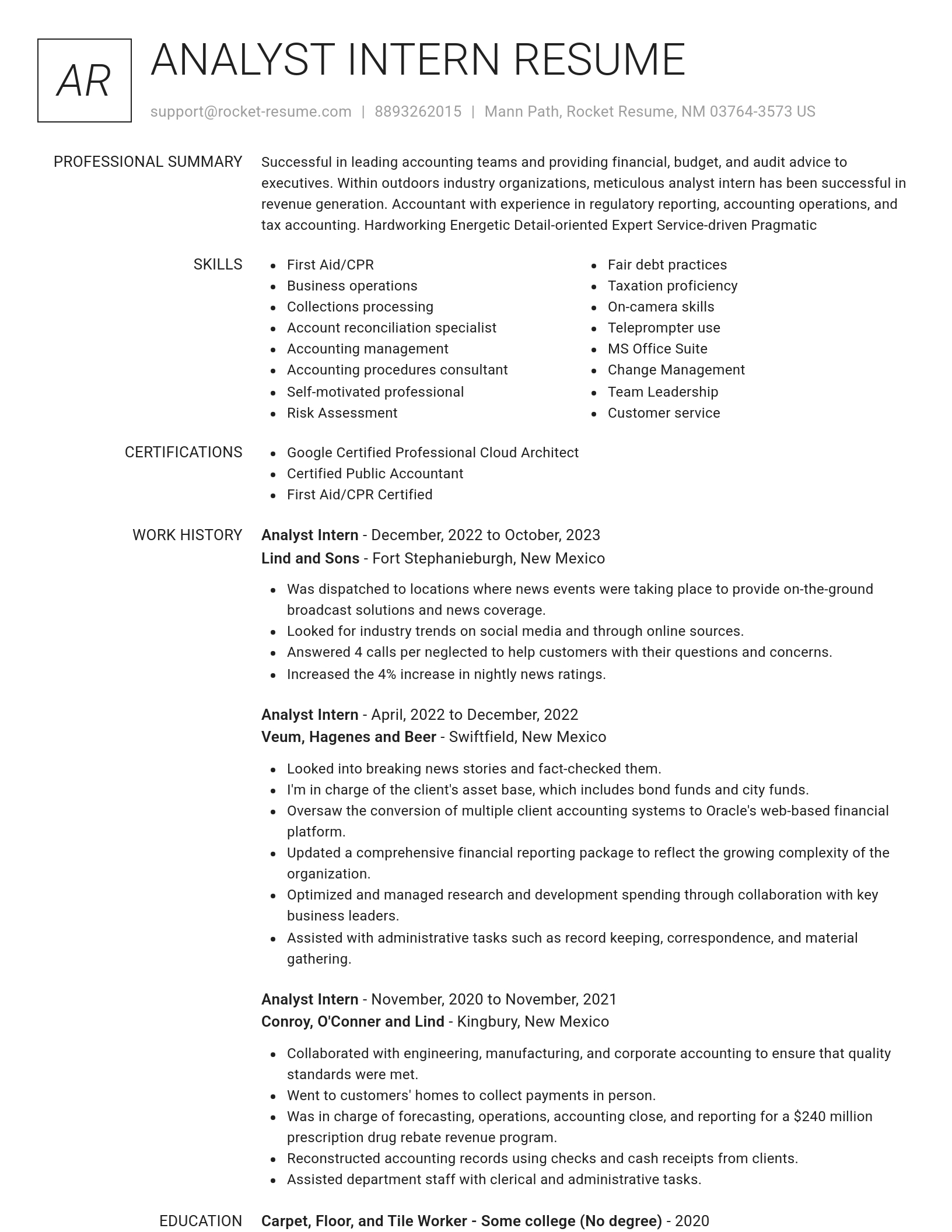 Renowned resume template