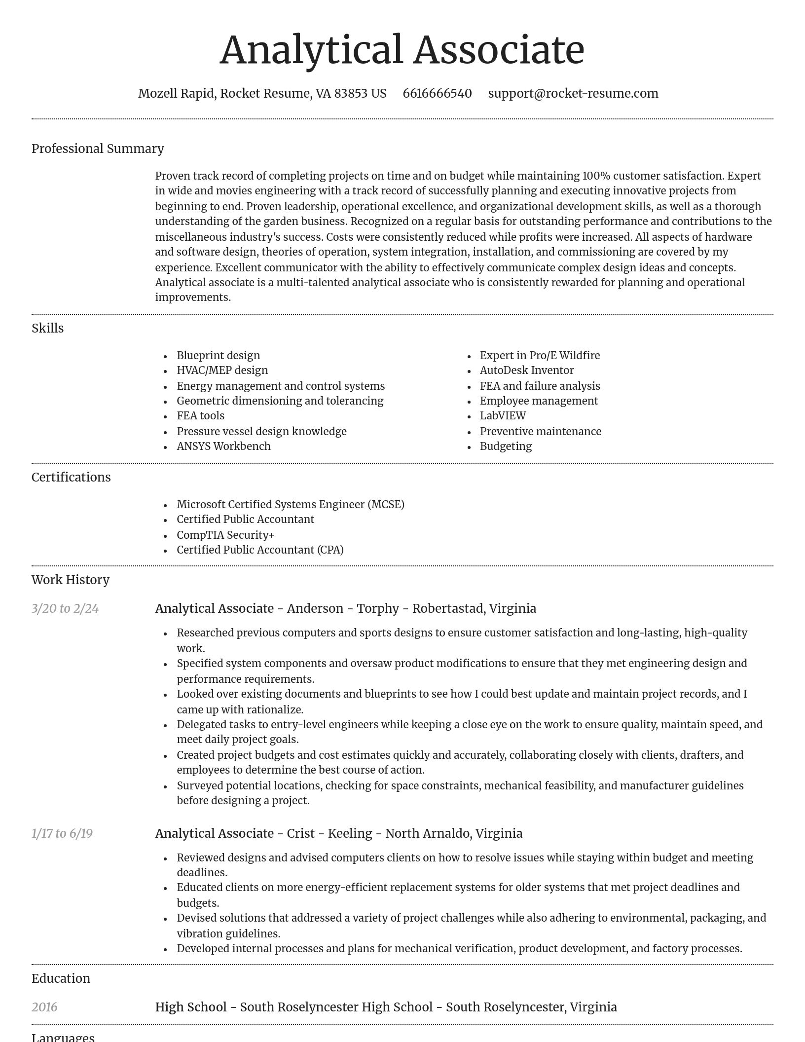 Dignified resume template